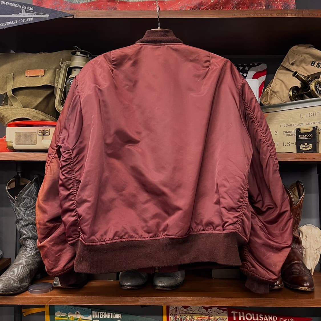 90s USA 빈티지 MA-1 플라이트 자켓 마원 버건디 상품이미지2