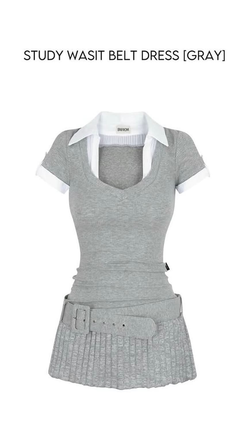 비앤프롬 bnfrom study waist belt dress gray 상품이미지1