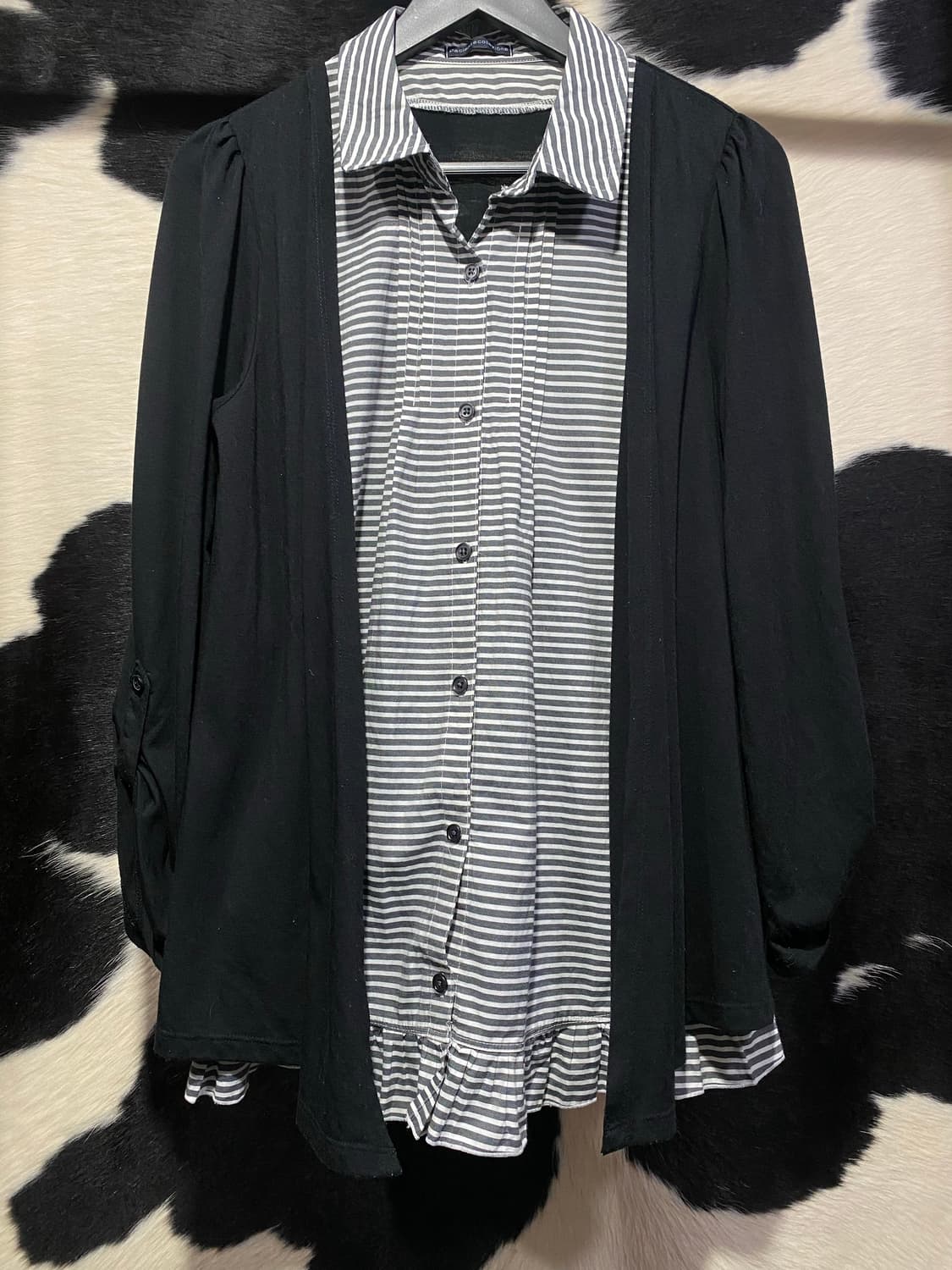 Japanese vtg 플리츠 디테일 레이어드 스트라이프 셔츠 상품이미지3