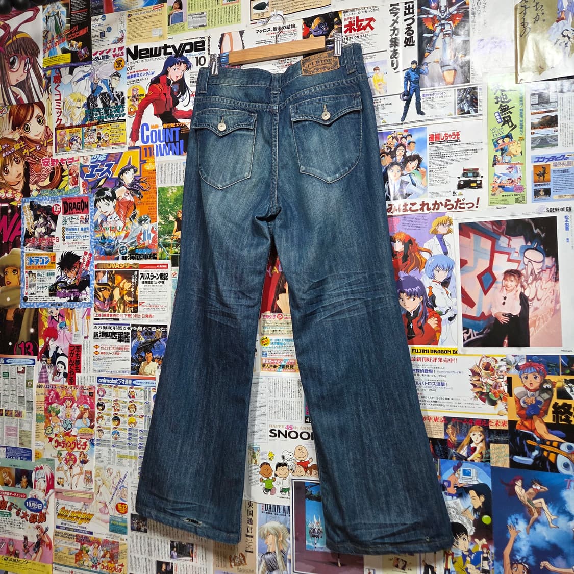 빈티지 워싱 백포켓 와이드 부츠컷 데님 팬츠 상품이미지2