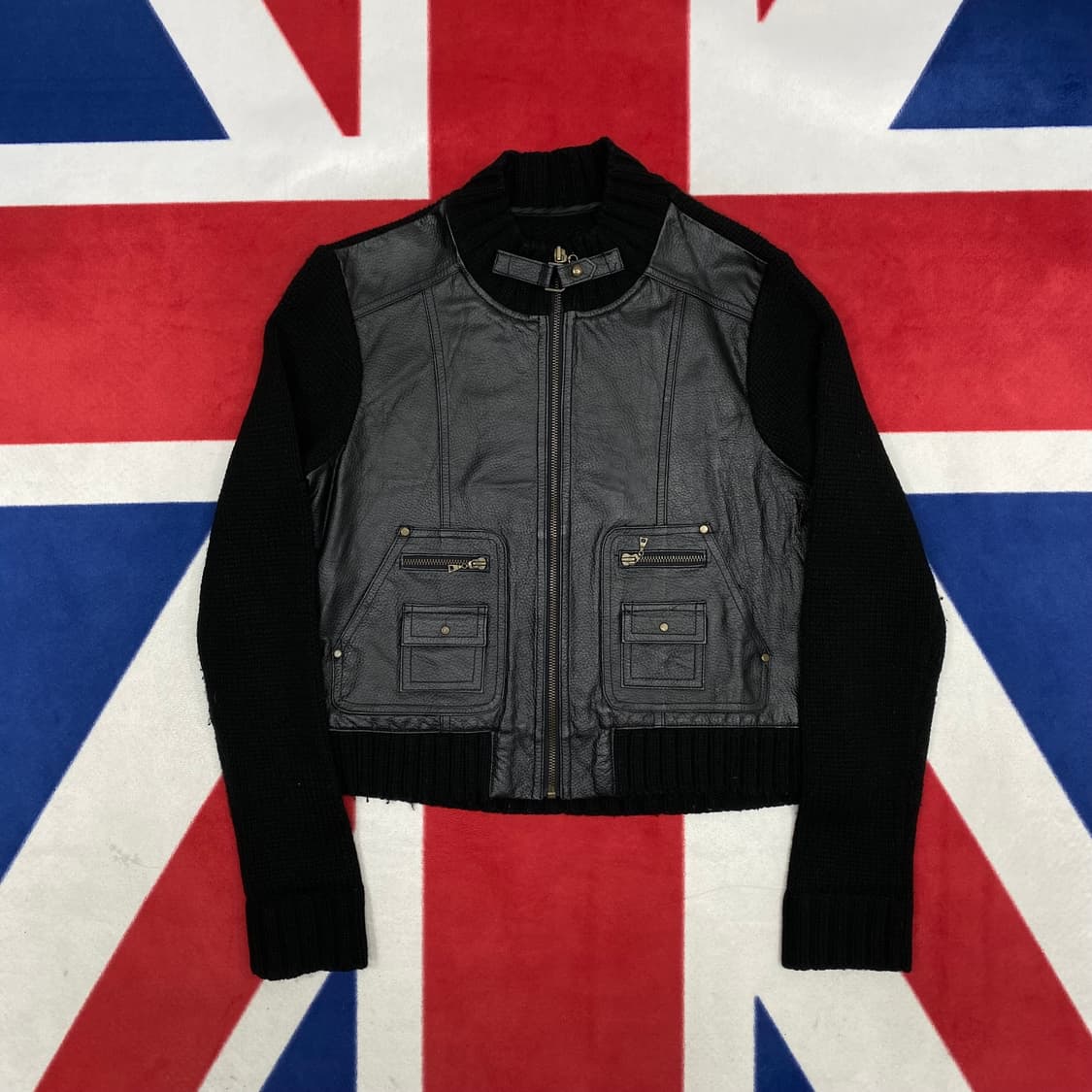 빈티지 양가죽 니트집업 여성66 상품이미지1