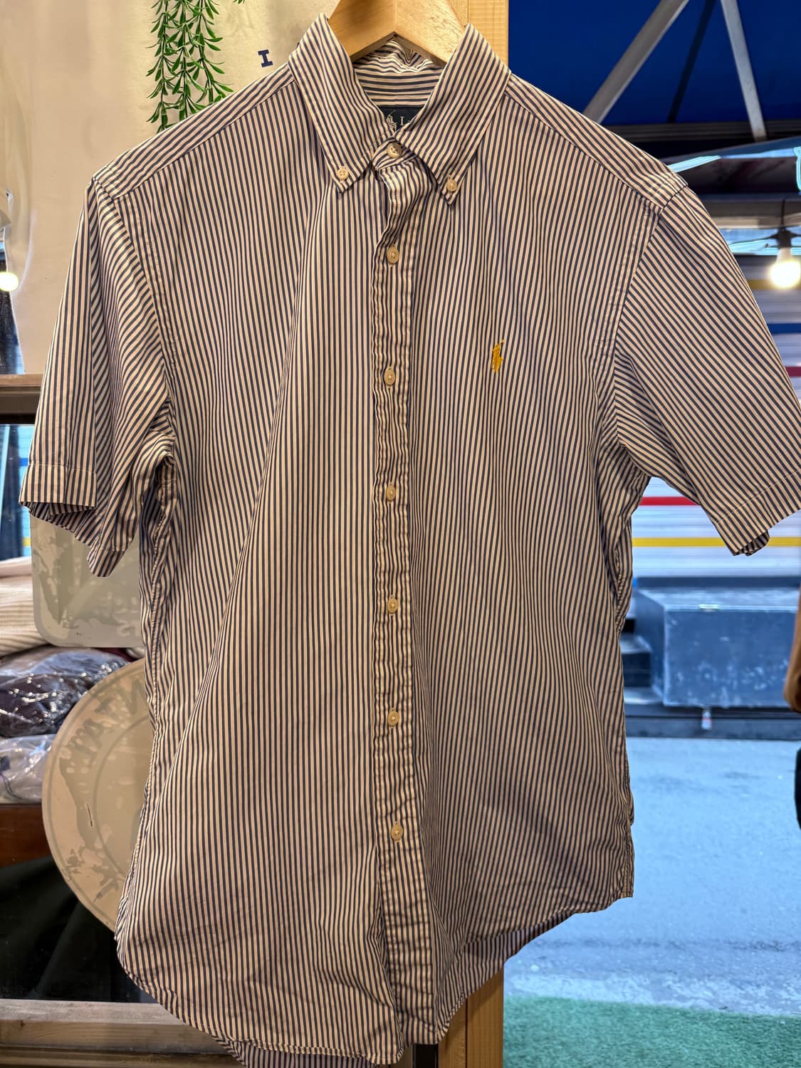 폴로 랄프로렌 옐로우포니 블루 스트라이프 반팔셔츠 상품이미지1