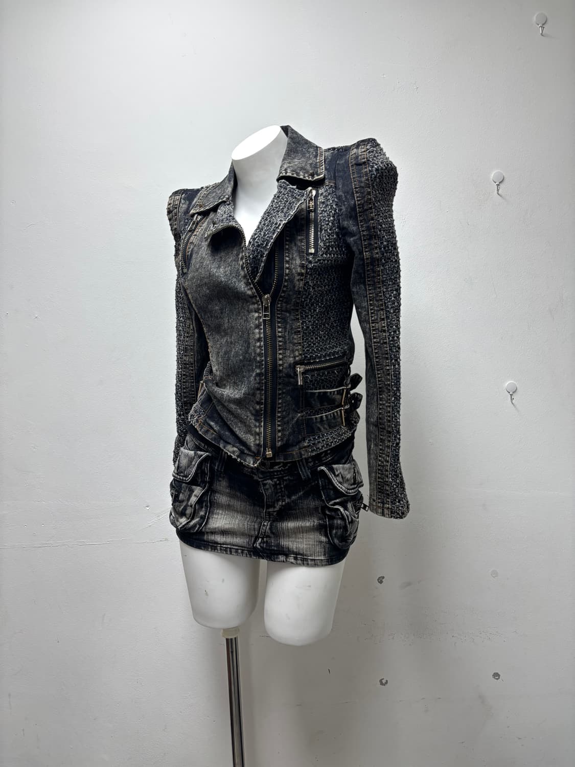 [Y2K] Rare Design Side Buckle Biker Jack 상품이미지1