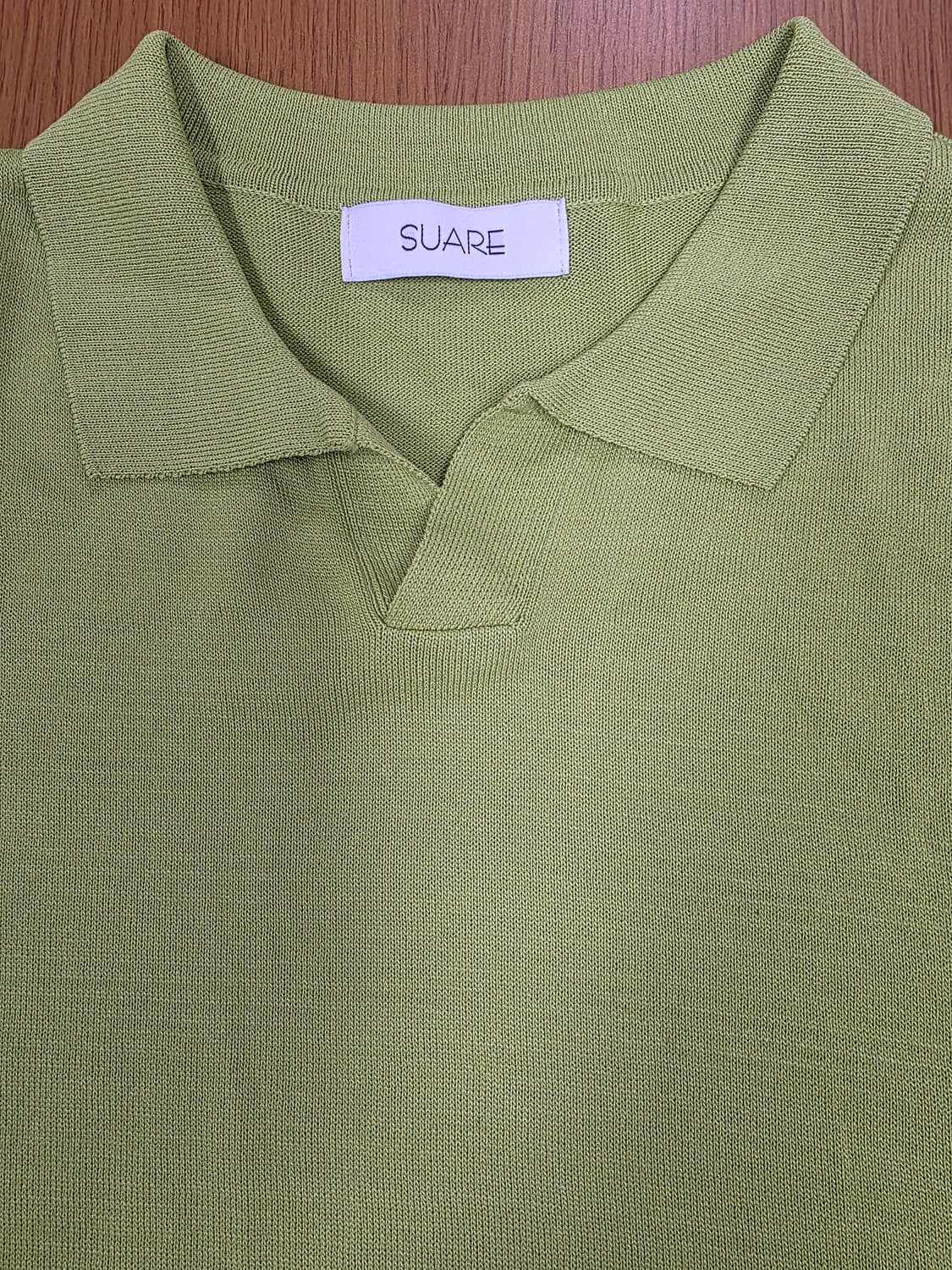 수아레 오픈 카라 니트 그린 상품이미지2