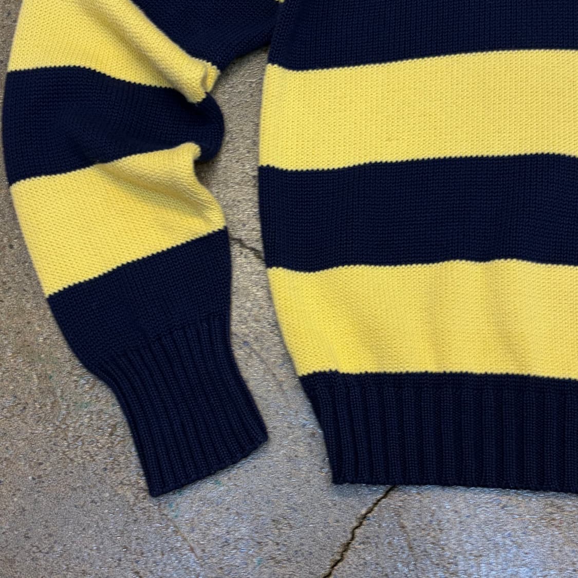 90s USA 빈티지 폴로랄프로렌 스트라이프 단가라 헤비코튼 니트  상품이미지5