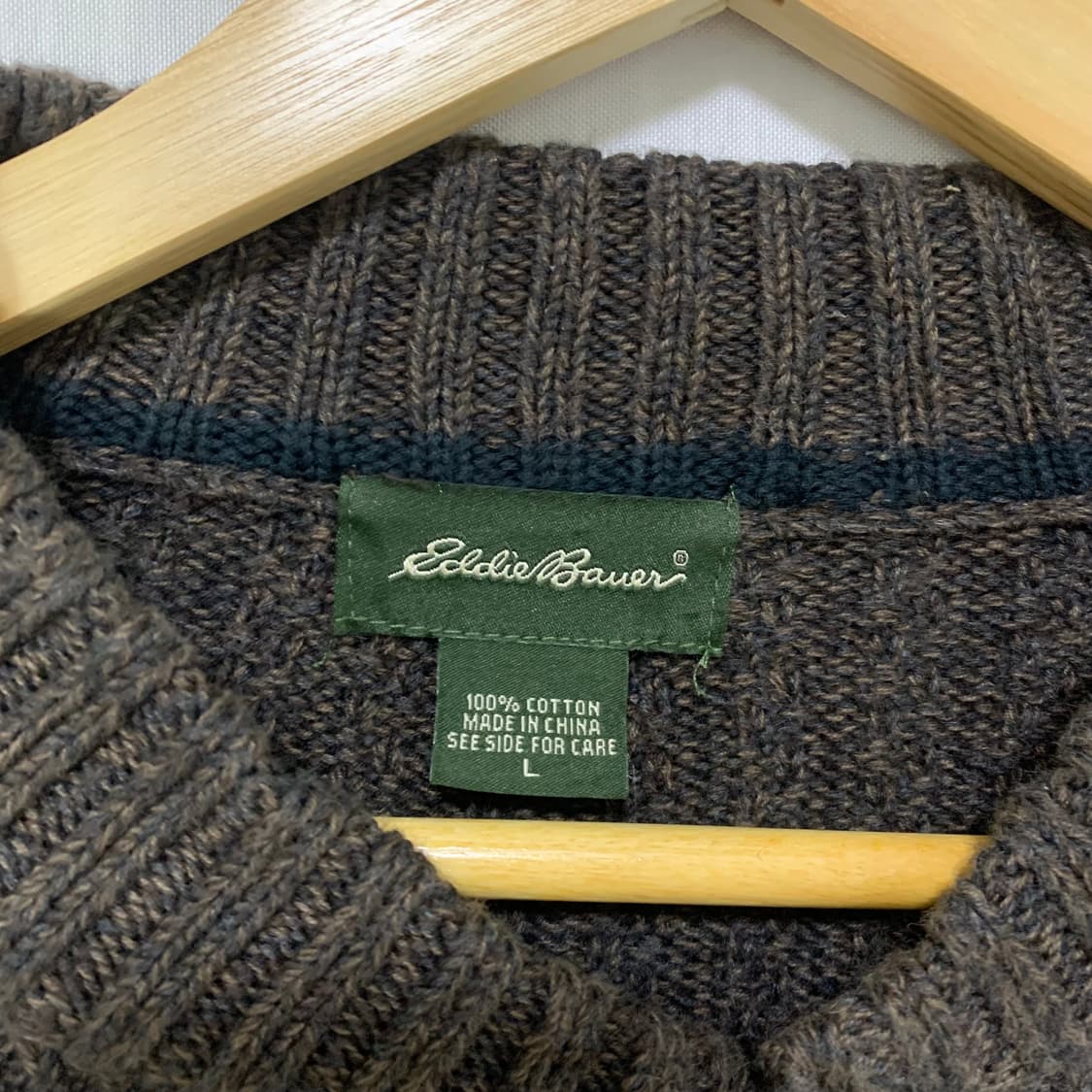 에디바우어 브라운 버튼 반집업 니트 남자 빈티지 L 상품이미지4