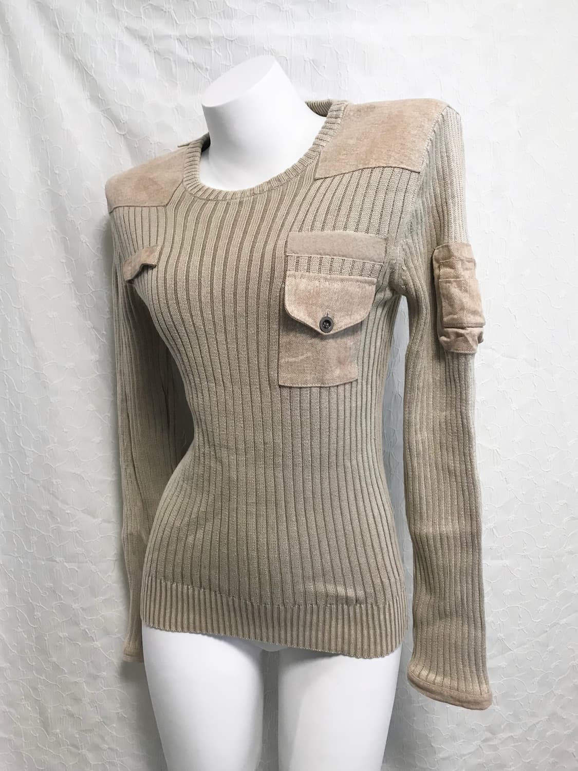 빈티지 00s y2k 골지 포켓 롱슬리브 탑 상품이미지1