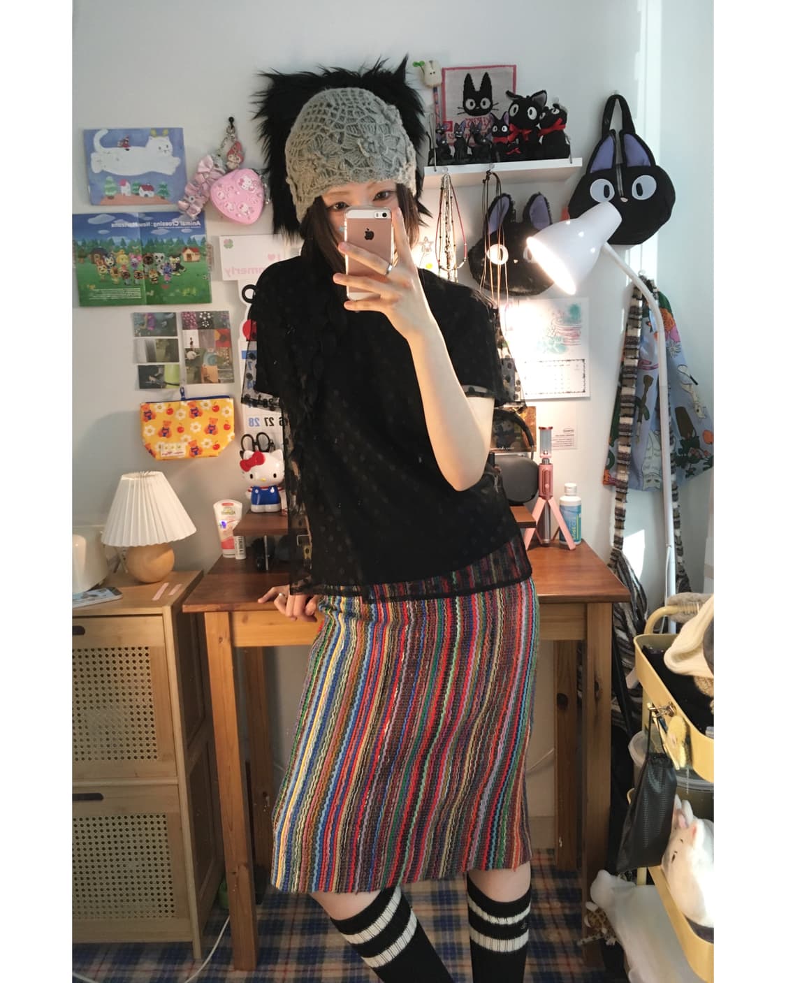 vintage ethnic stripe long skirt multi 상품이미지3