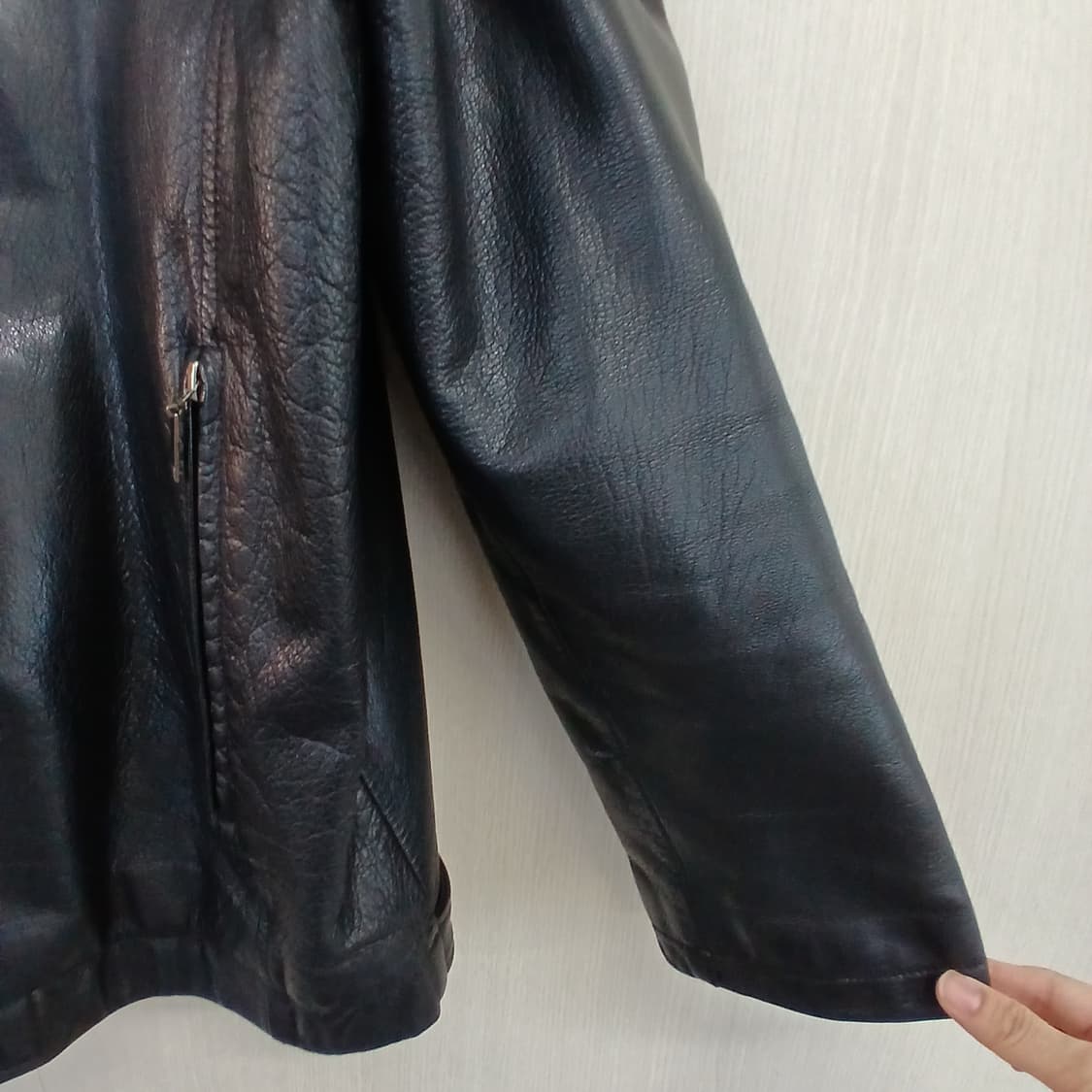 BEAN POLE 블랙 가죽 자켓 상품이미지3
