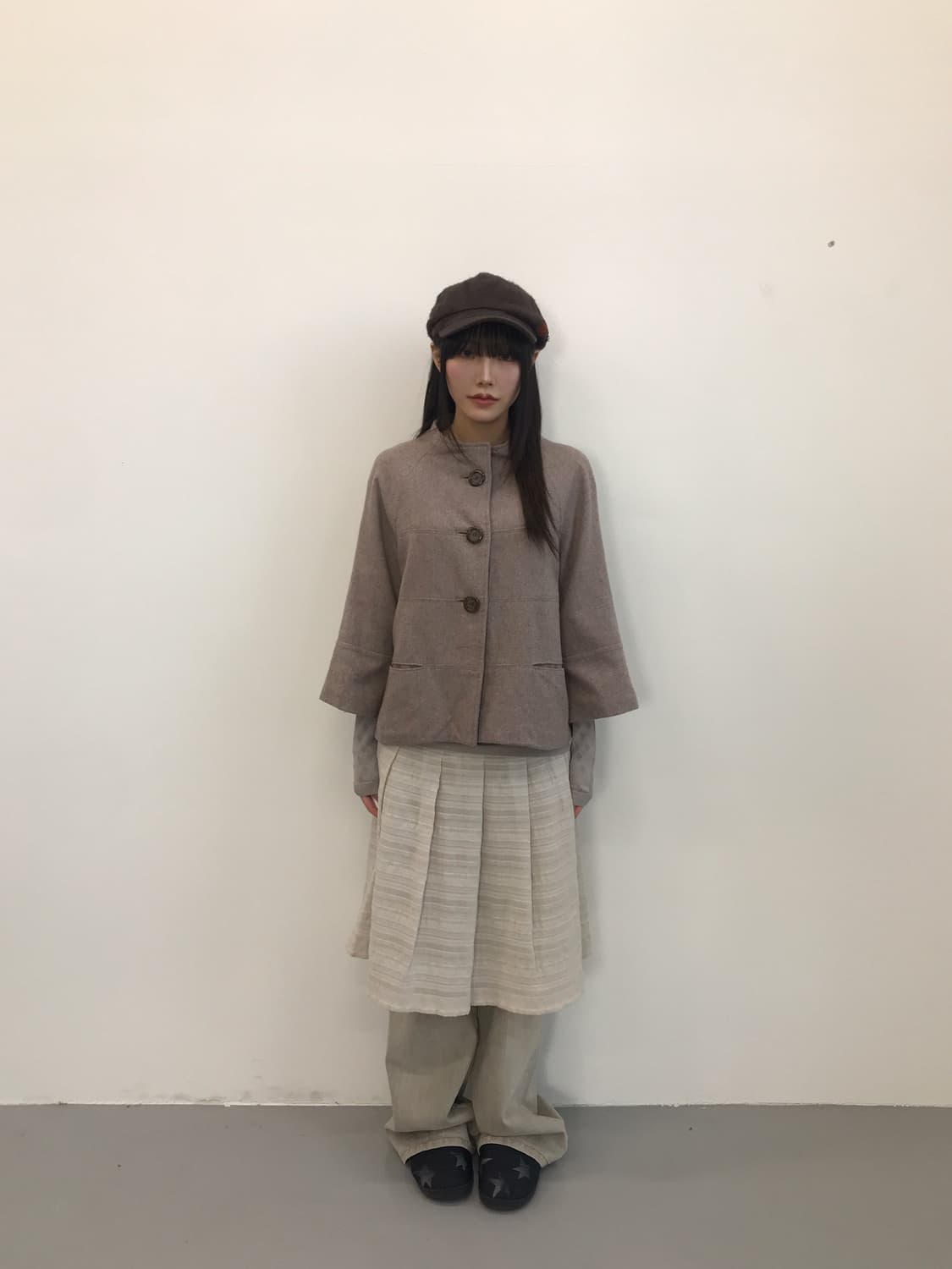 Jpn Wool-Blend Cropped A-Line Jacket 상품이미지1