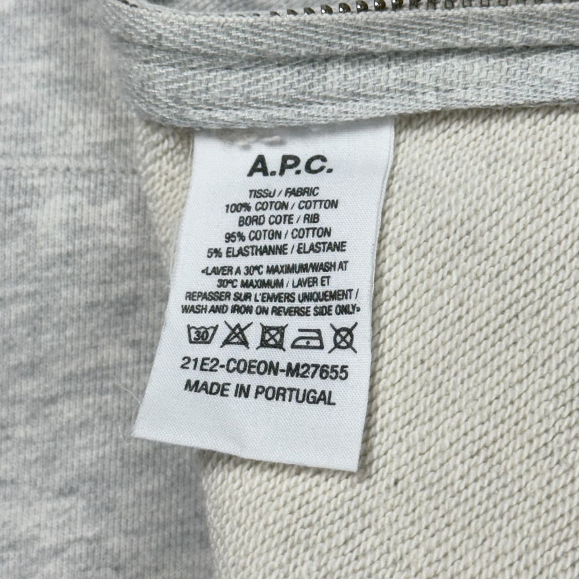 (L) A.P.C. X sacai 아페쎄 사카이 절개 후드티 그레이 상품이미지5