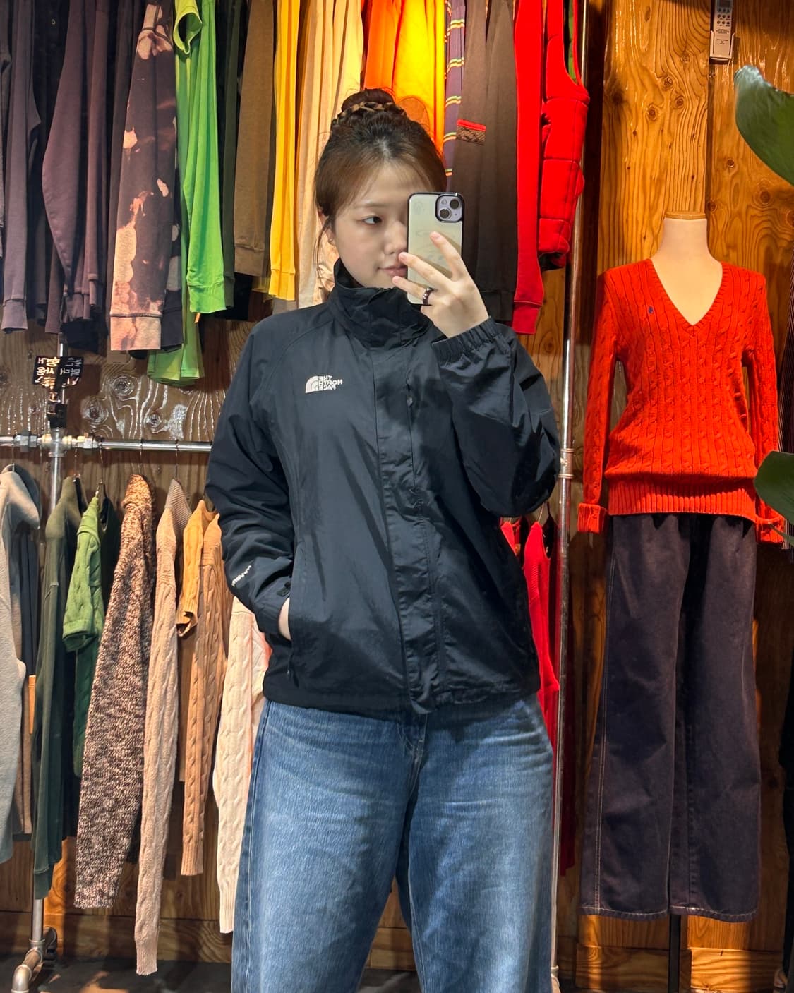 L 노스페이스 하이넥 미니멀 블랙 바람막이 상품이미지1