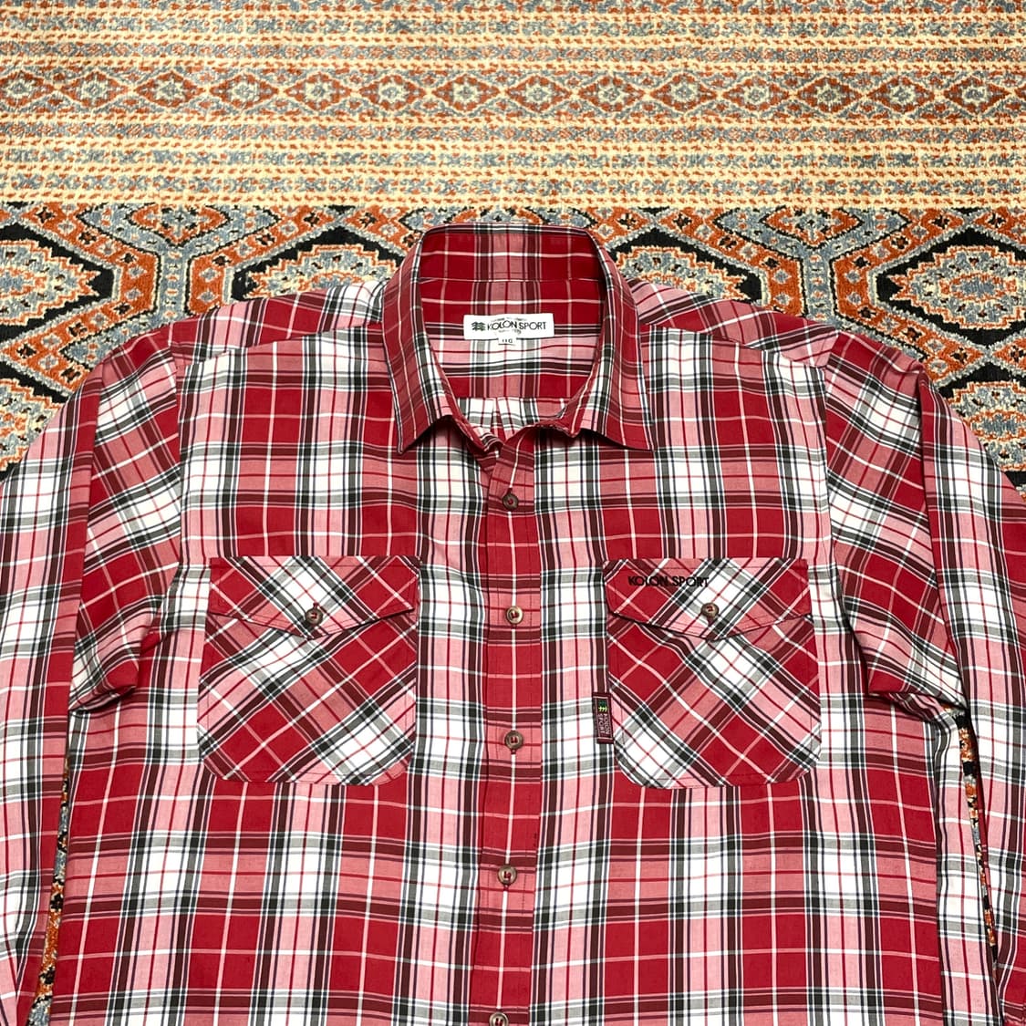 코오롱스포츠 레드 마드라스체크 포켓셔츠 남성110 상품이미지2