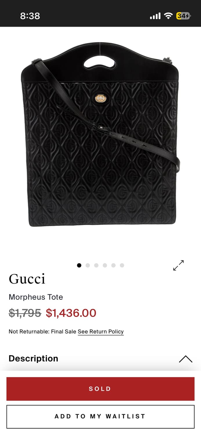 Gucci(구찌) 600058 블랙 엠보스드 레더 모피어스 토트백 상품이미지3