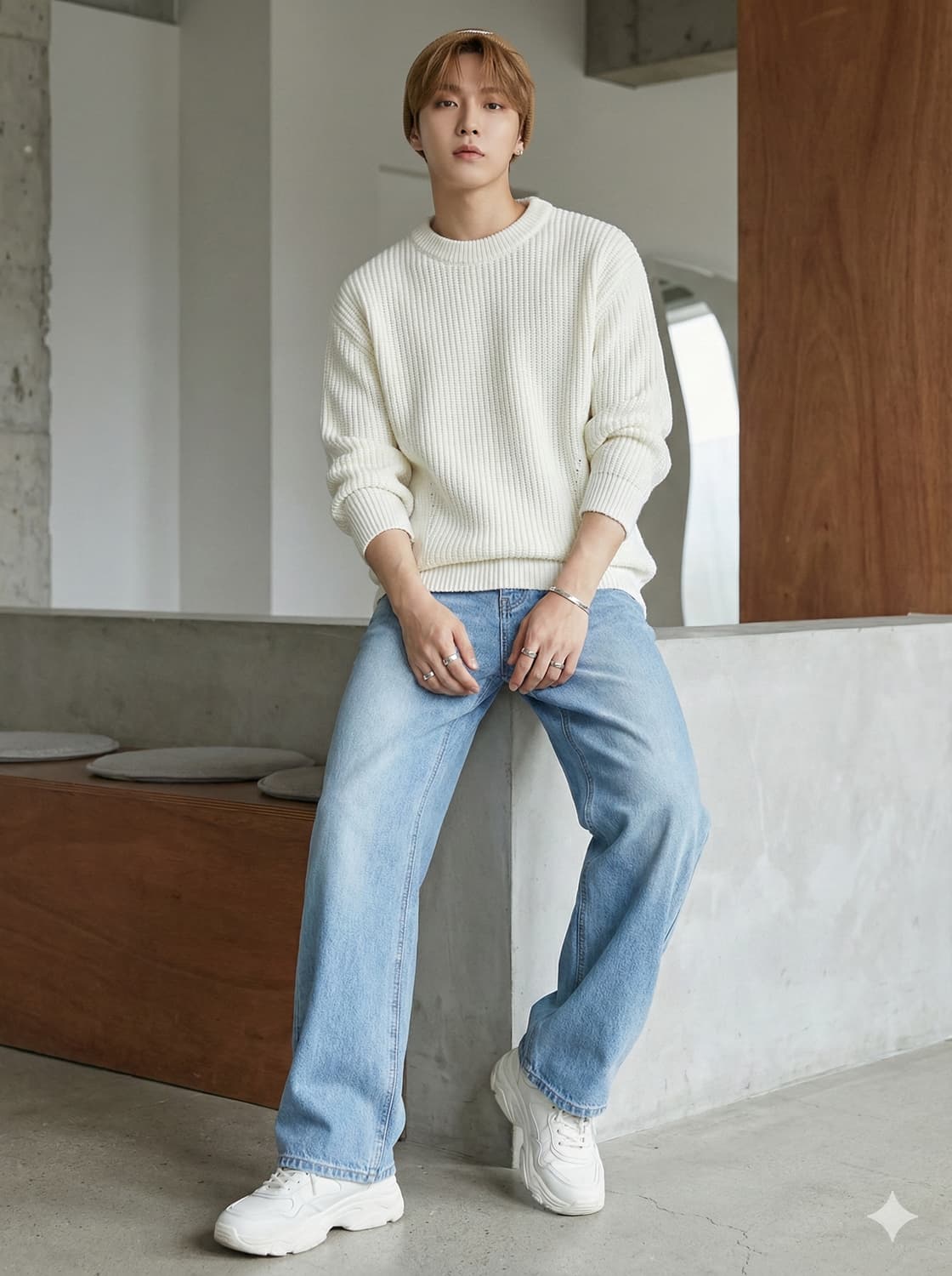 ORDINARY PEOPLE 오디너리피플 캐시미어 혼방 절개 니트 상품이미지1