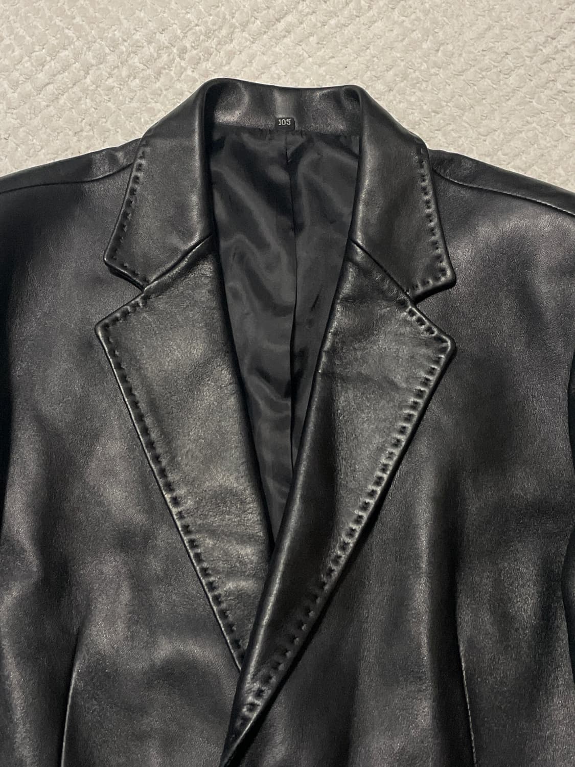 광희시장 웨스턴 무드 2버튼 램스킨 양가죽 스티치 레더 자켓 상품이미지4