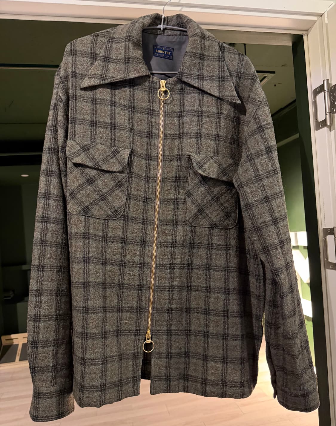 캐피탈 울 체크 집업 프렌드 포켓 보드 셔츠 (그린) 상태 S급 상품이미지1