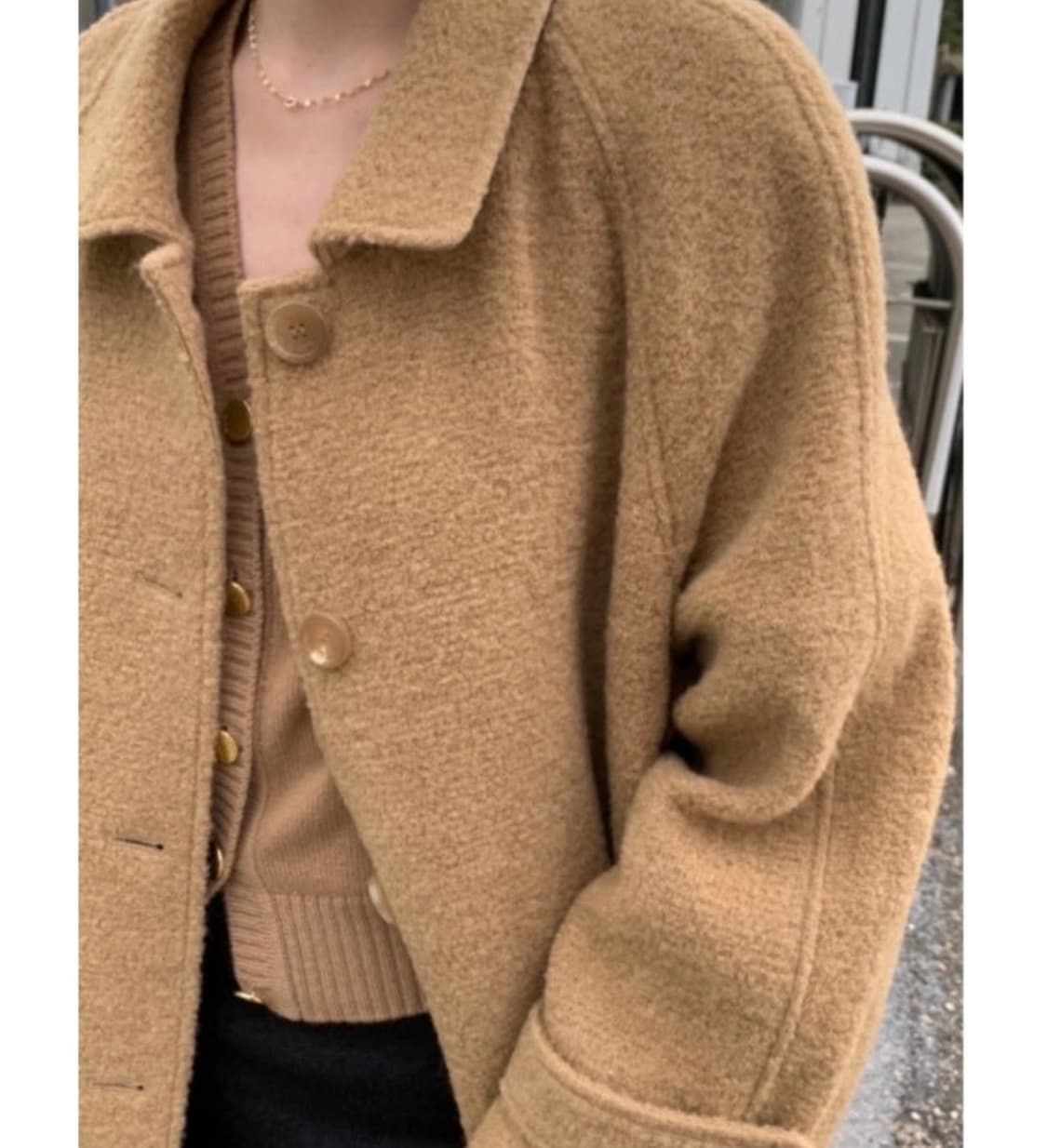 리본빛 모네 캐롤 카멜 롱코트 상품이미지5