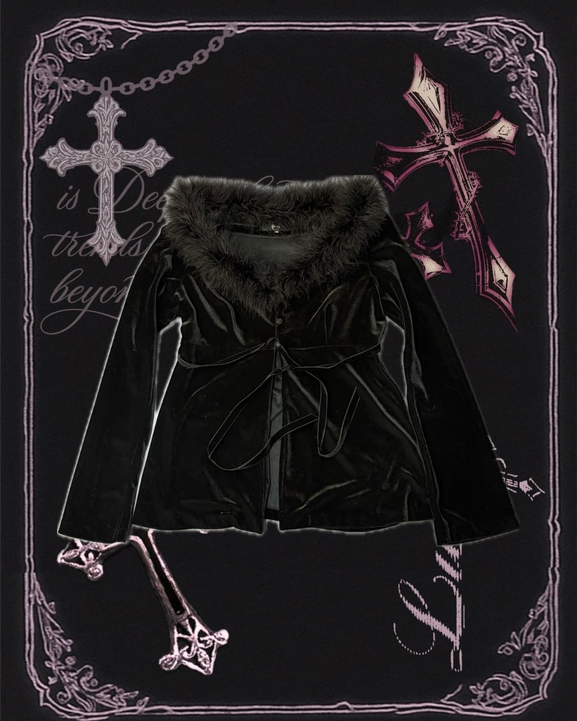 Gothic Velvet Fur Cardigan 상품이미지4