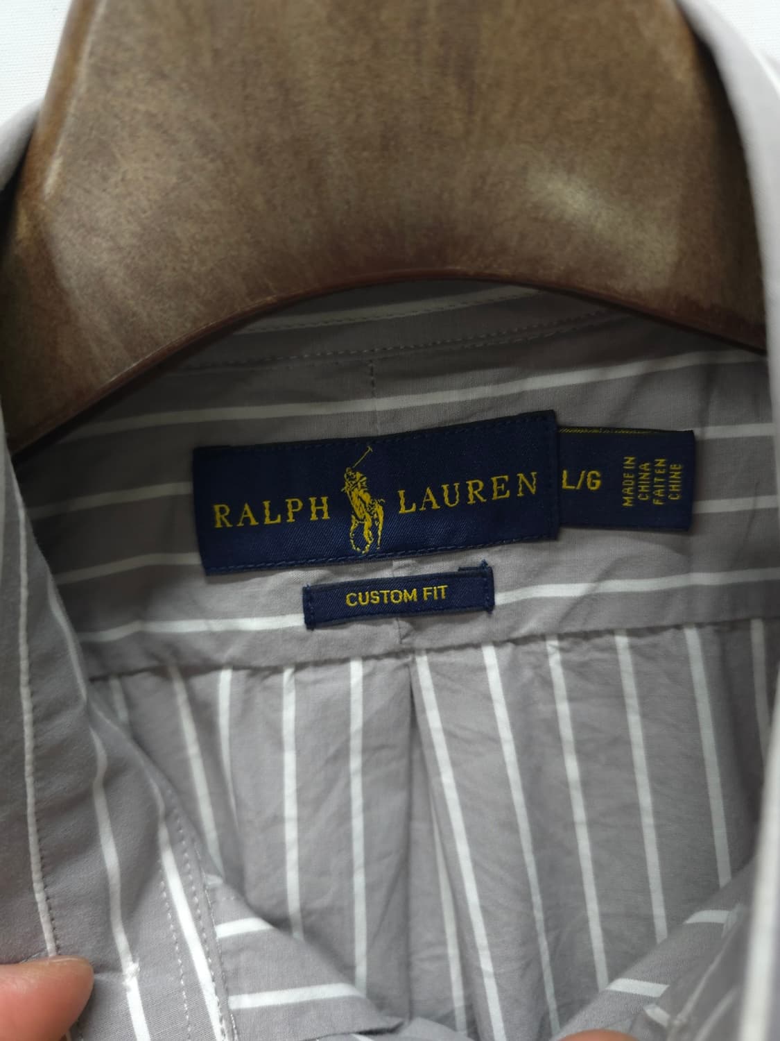 폴로 랄프로렌 커스텀핏 그레이 스트라이프 셔츠 (L) 상품이미지5