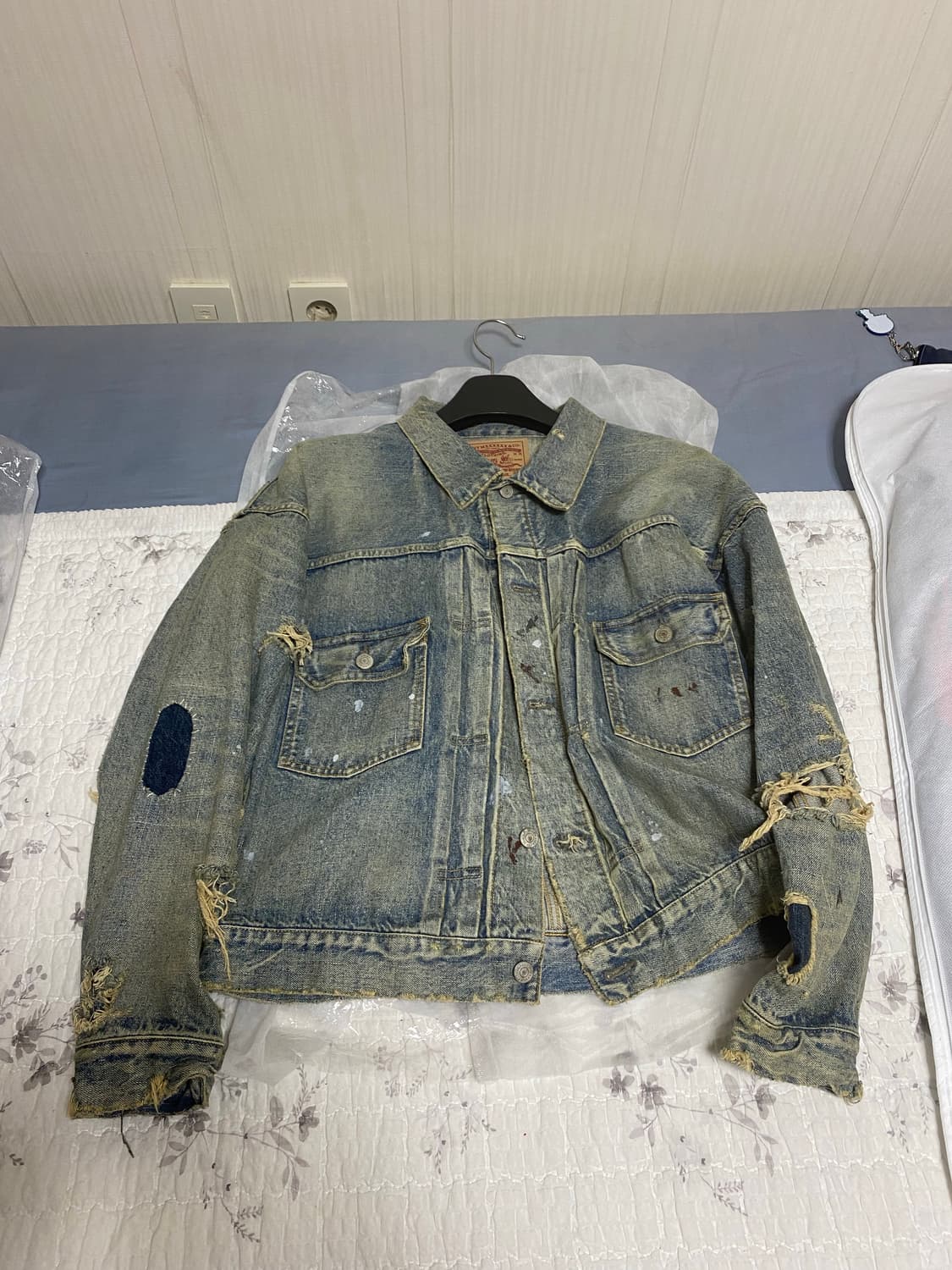 세인트 미카엘 x 베르베르진 데미지 데님 자켓 블루 M 상품이미지1