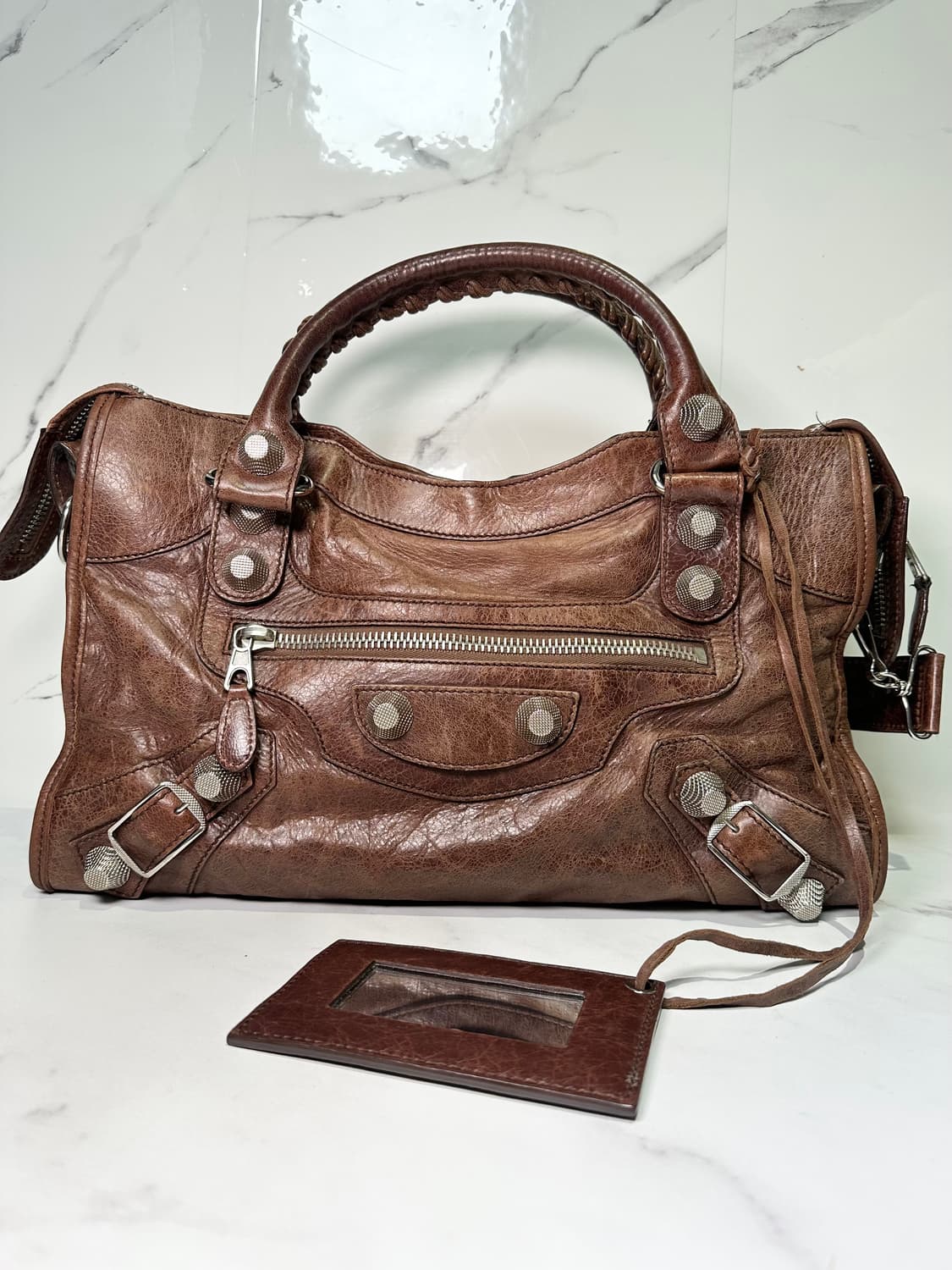 [A급 정품] 발렌시아가 자이언트 시티 모터백 미디움 브라운 상품이미지8