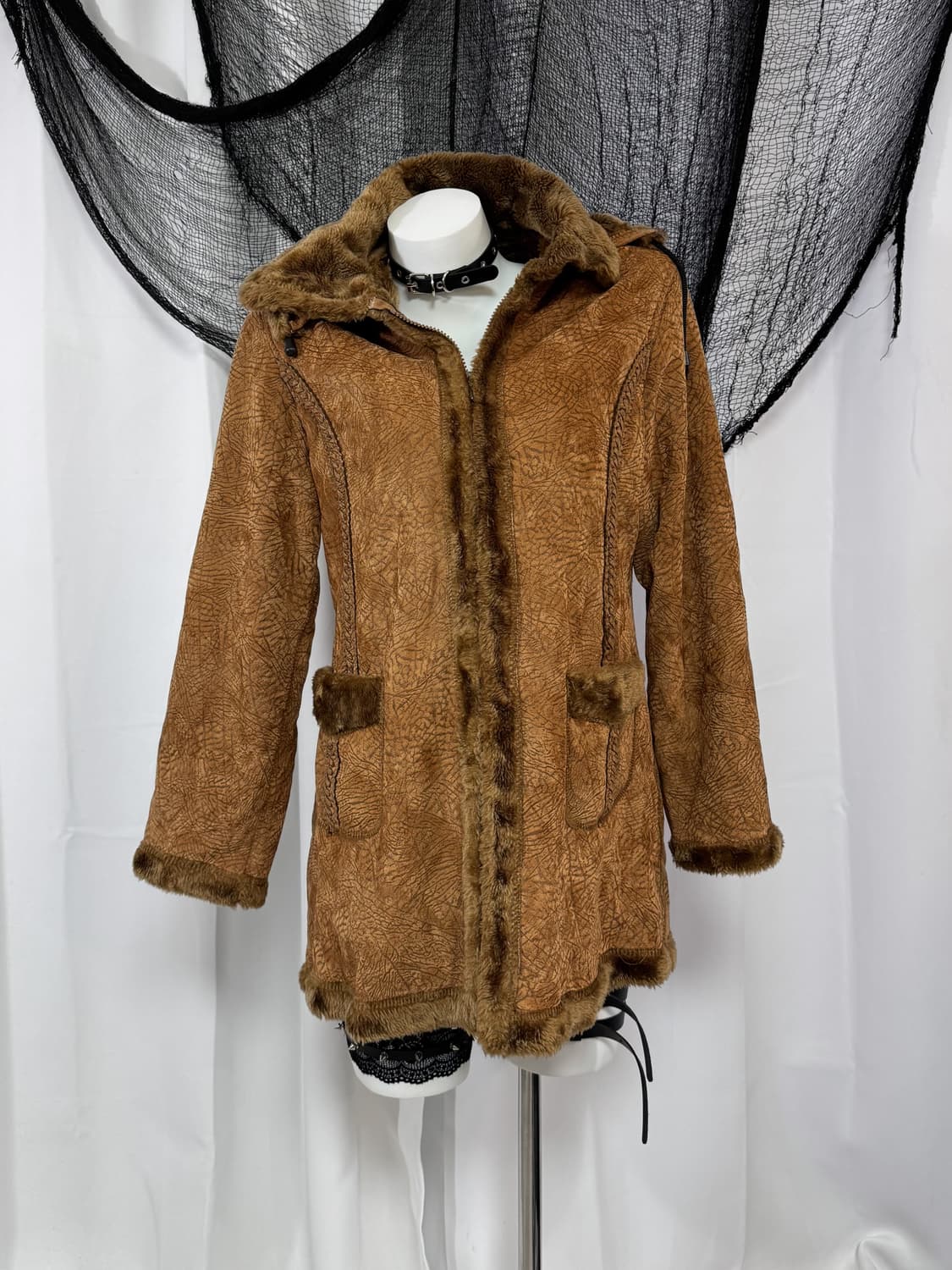 brown fur hood jacket 상품이미지2