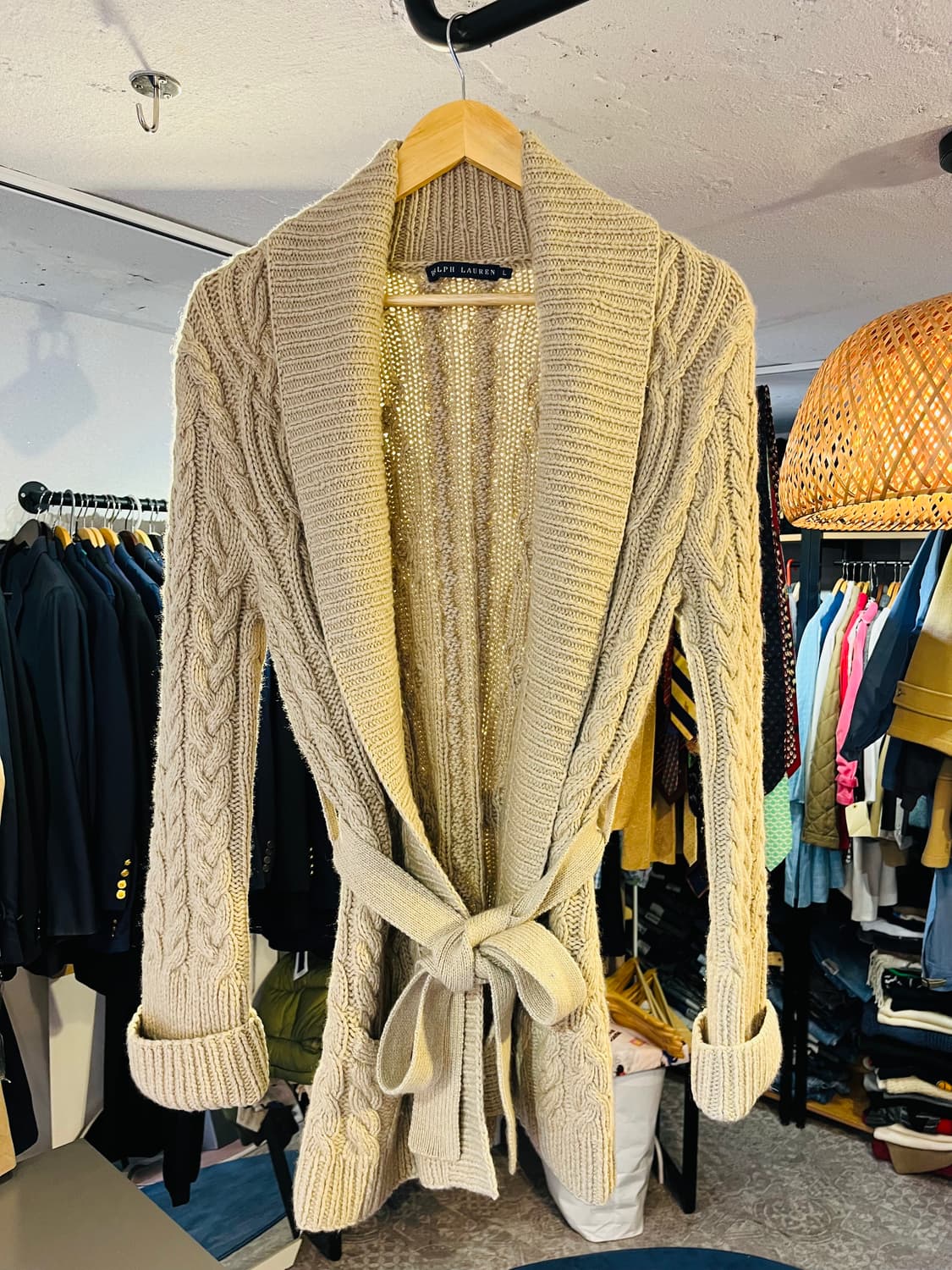 랄프로렌 케이블 니트 숄 칼라 가디건 상품이미지1