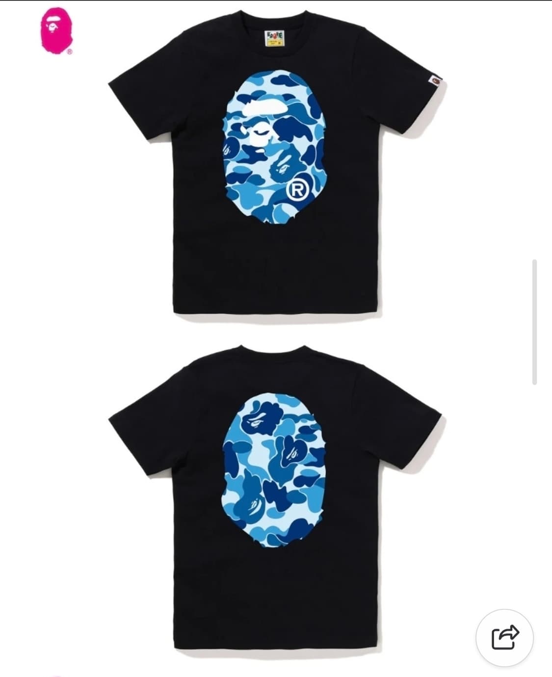 베이프 정품 여성용 S 에이비씨 카모 빅 에이프 헤드 티 상품이미지1