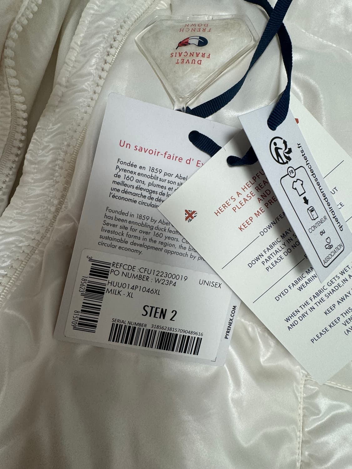 피레넥스 스탠 화이트 유광 후디드 패딩 XL 상품이미지10