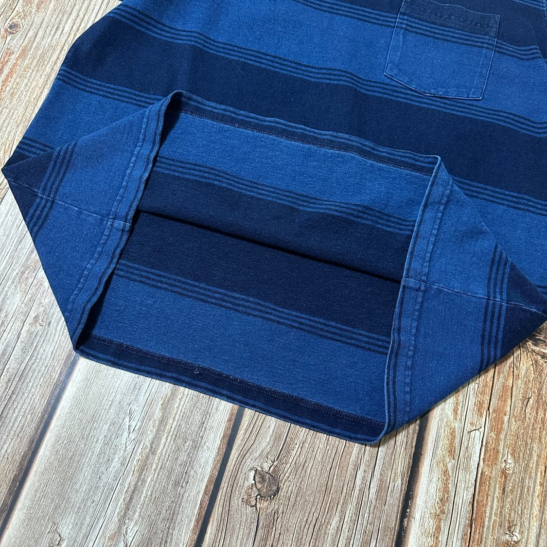 BEAMS+ 빔즈플러스 스트라이프 롱슬리브 티셔츠 인디고 색상 L사이즈 상품이미지9