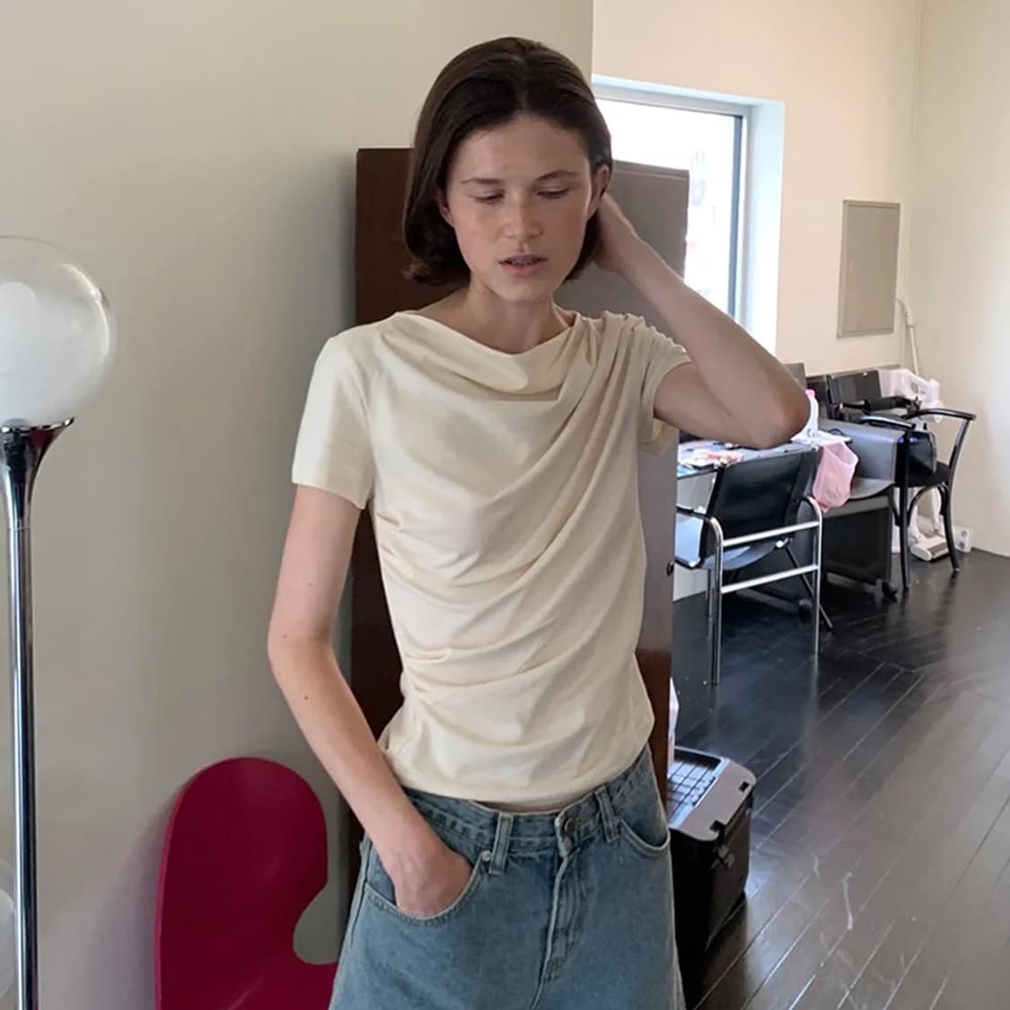 오떼뜨 드레이프 하프 슬리브 티 DRAPE HALF SLEEVE 상품이미지2