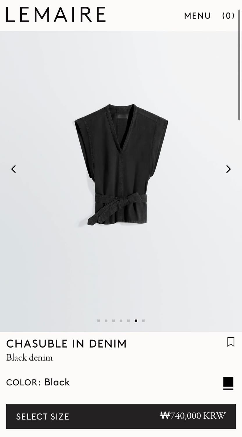 [34,36,38]르메르 26ss CHASUBLE 타이 베스트/블랙 상품이미지6