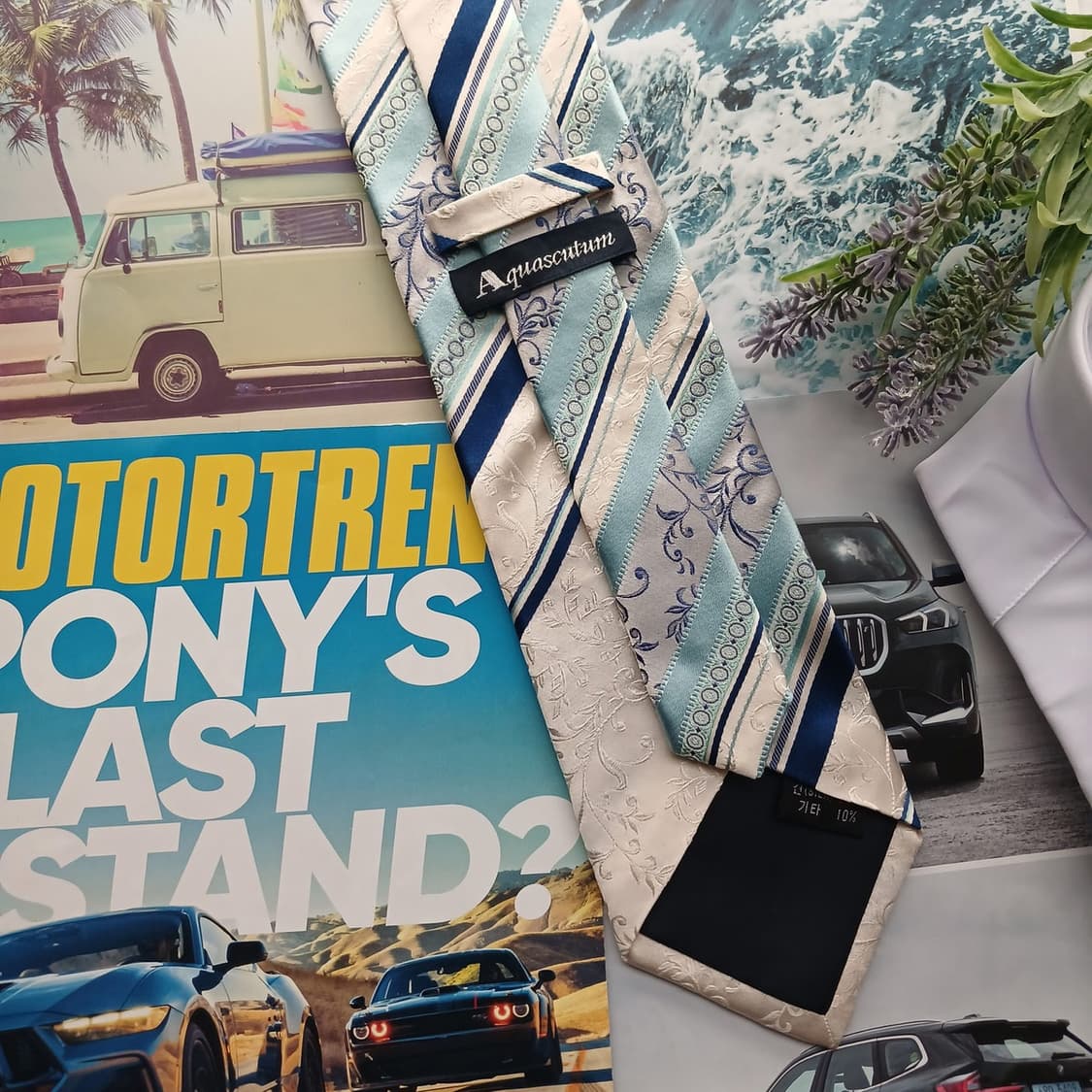 아쿠아스큐텀 실크 플로럴 자카드 넥타이 9.3cm A등급 A18305
 상품이미지4