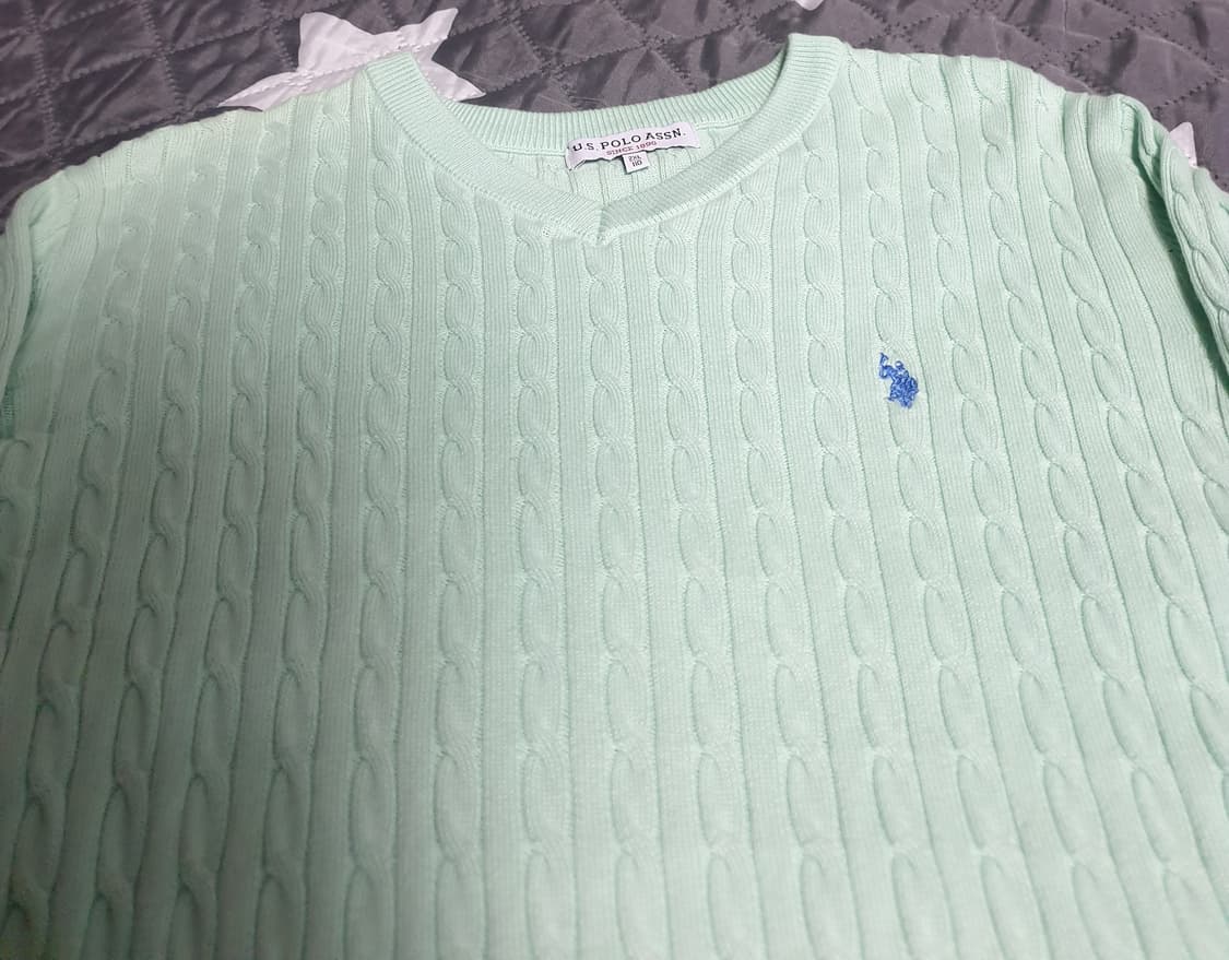 US 폴로 ASSN 슬림핏 케이블 니트 민트 (2XL) 상품이미지2