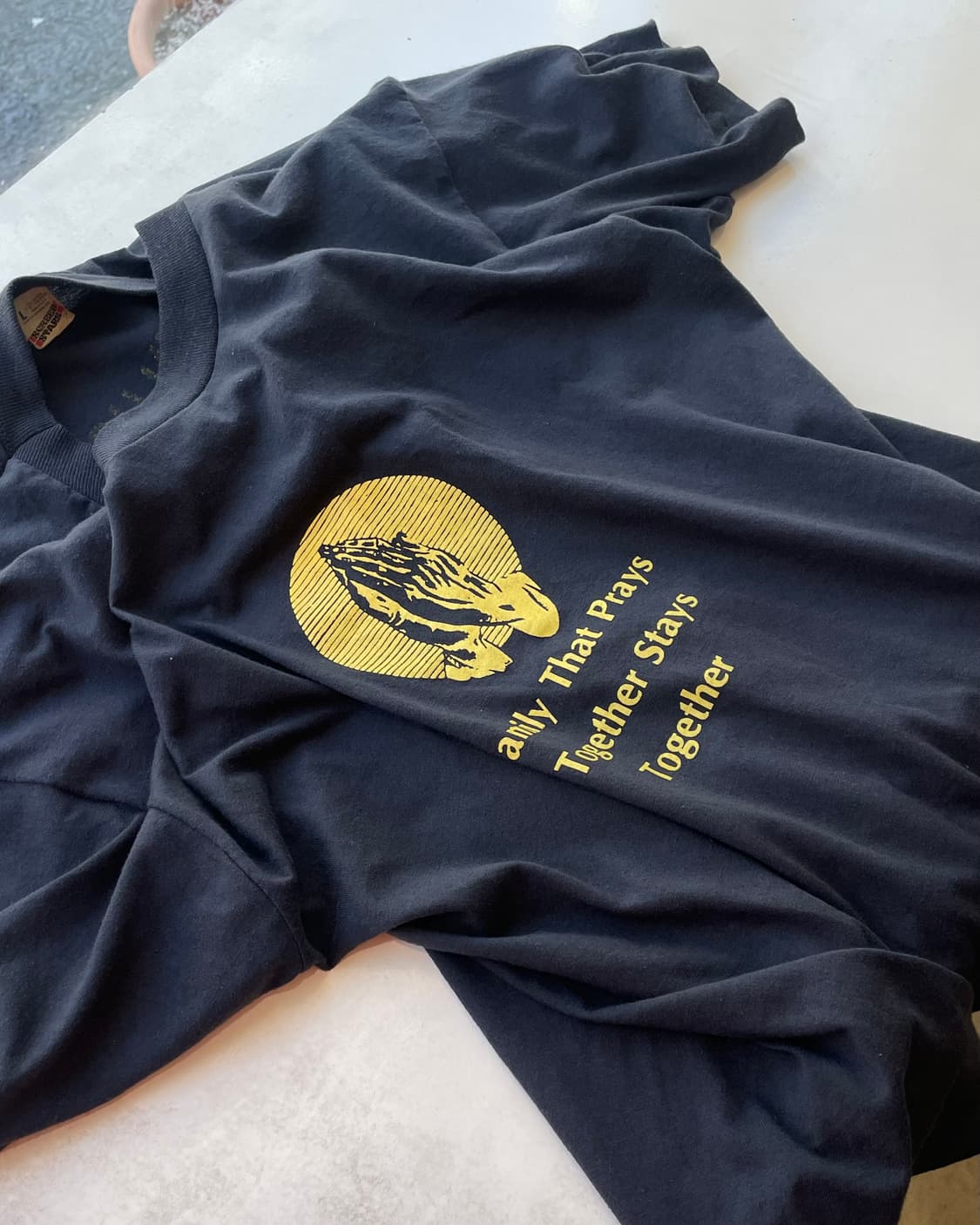 90s USA “Praying hands🙏” T-shirt L 상품이미지4