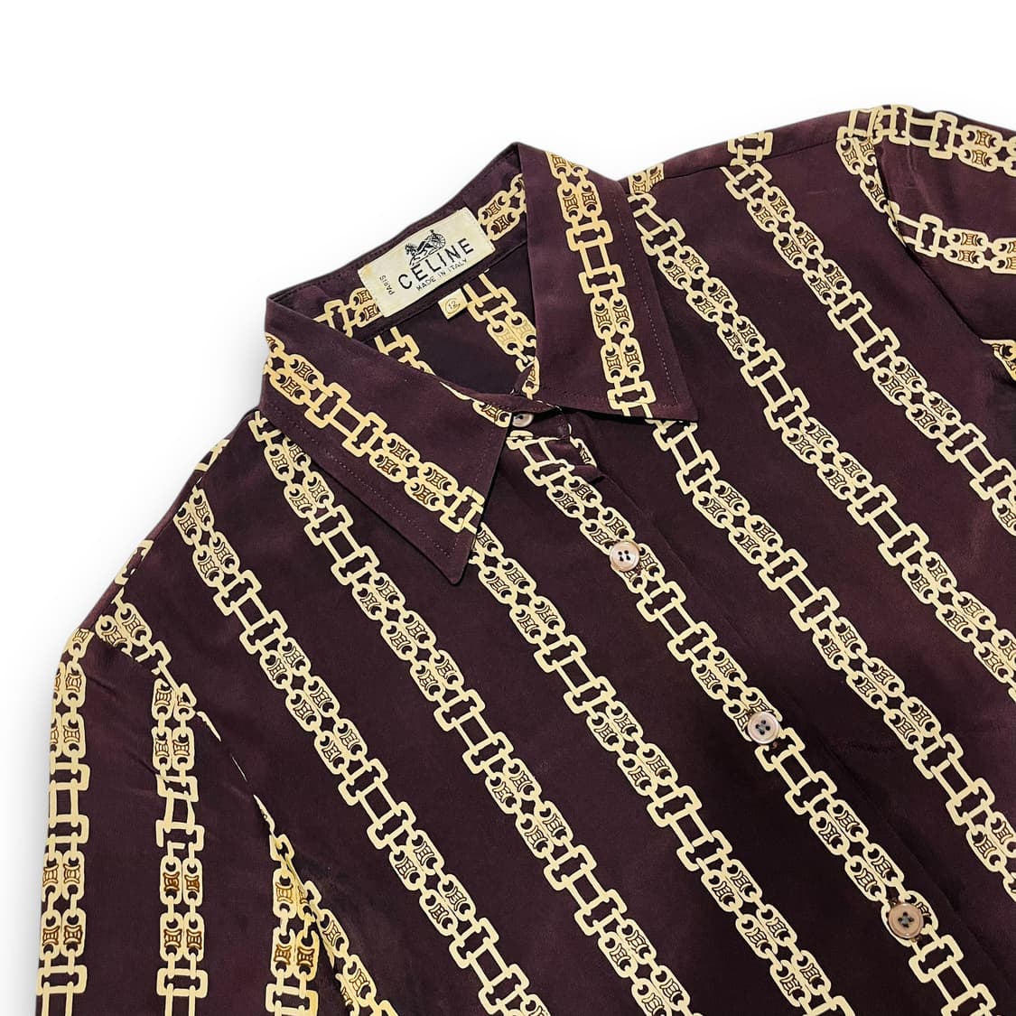 셀린느 90s 구형 모노그램 체인 실크 셔츠 상품이미지6