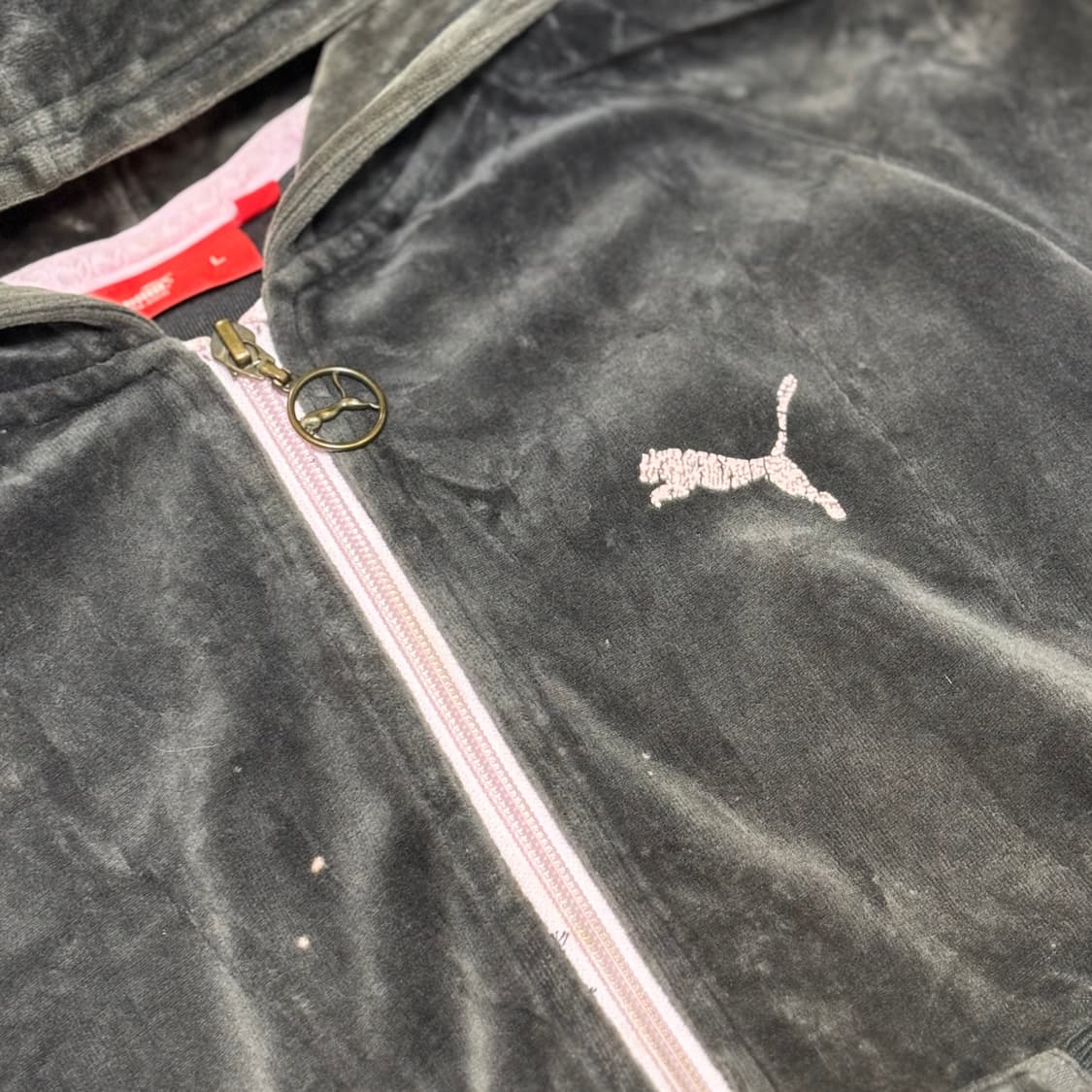 푸마(PUMA) 아카이브 벨벳 로즈 골드 후드 집업 상품이미지2