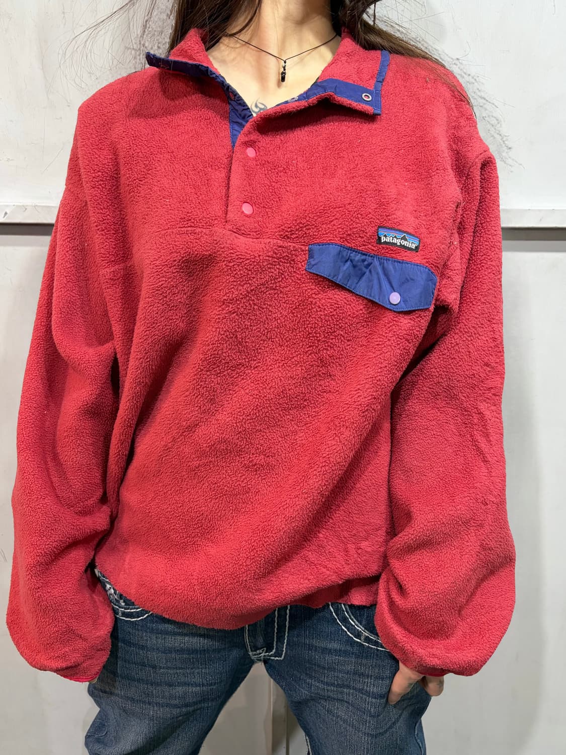PATAGONIA red fleece half zip-up 상품이미지2