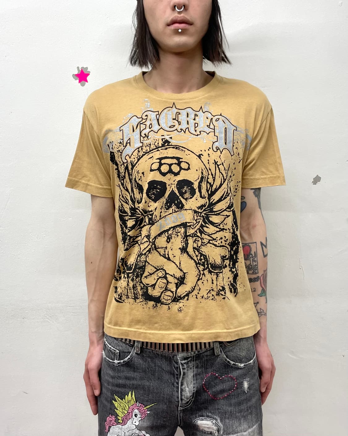 Beige Big Skull T-shirt  상품이미지1