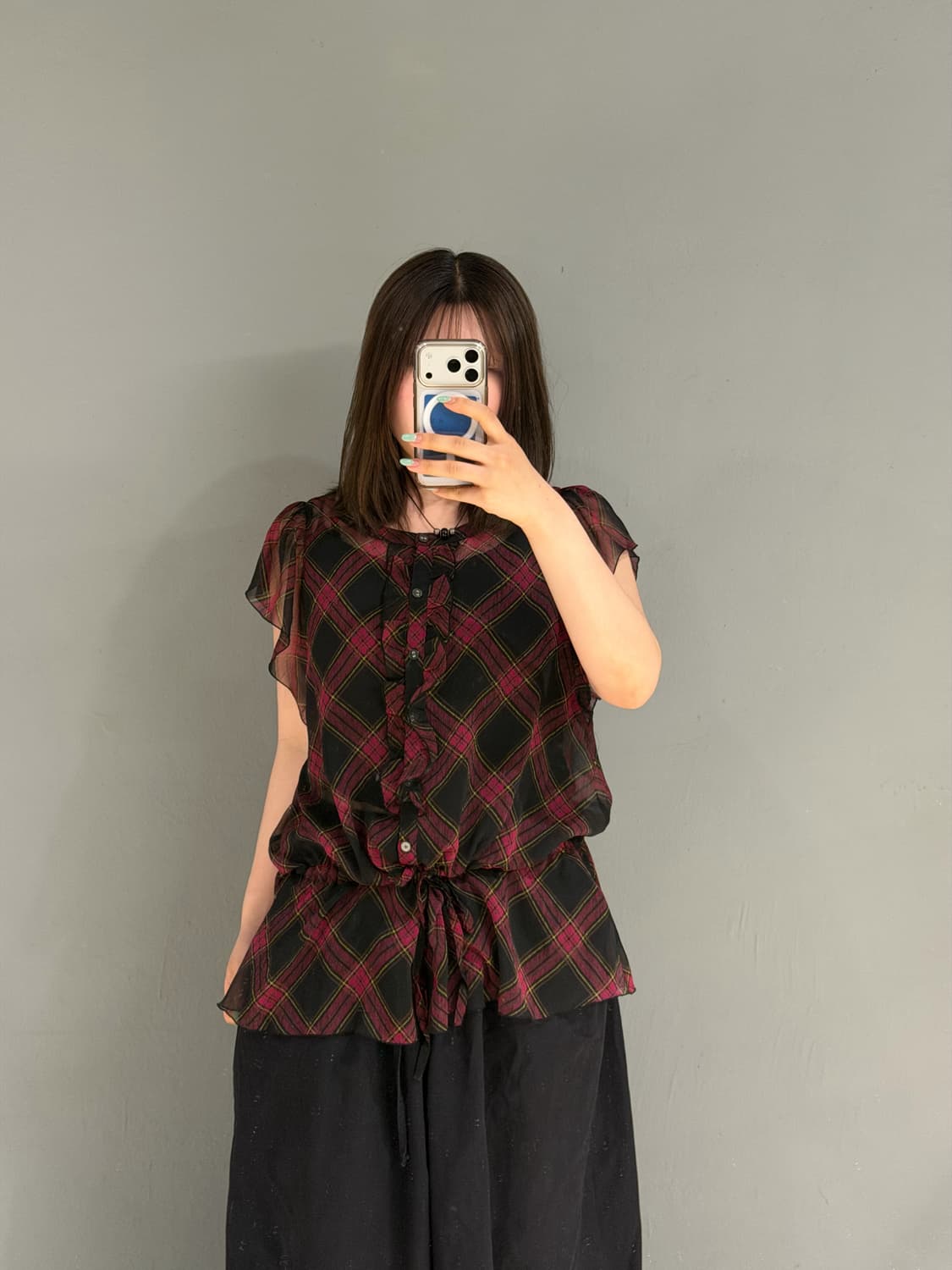frill detail see-thorough blouse  상품이미지2