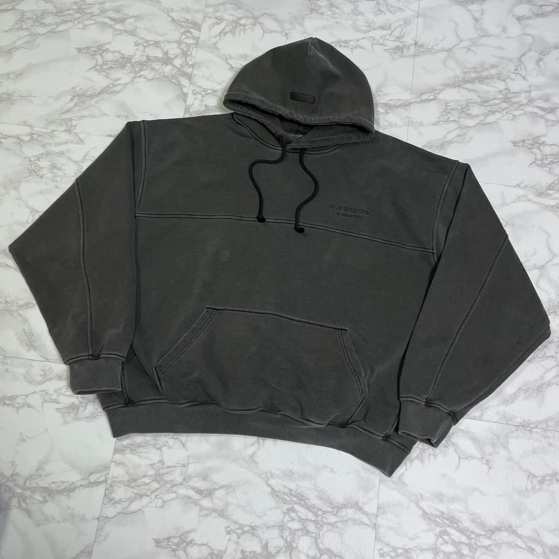 L D.PRIQUE 피그먼트 절개 패턴 오버핏 후드티 상품이미지5