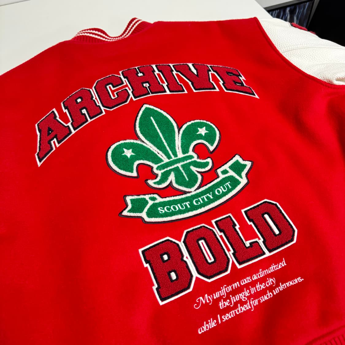 아카이브 볼드 스카쟌 스타디움 자켓 레드 L 상품이미지5