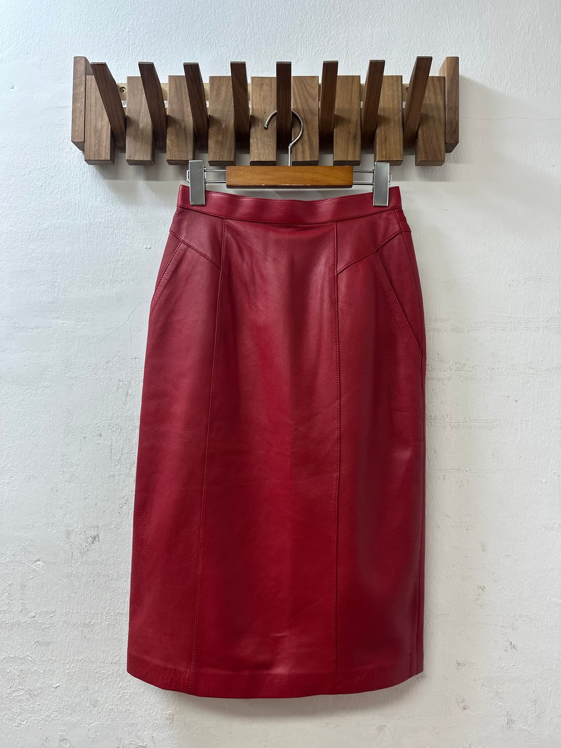 일본빈티지레드양가죽스커트 상품이미지1
