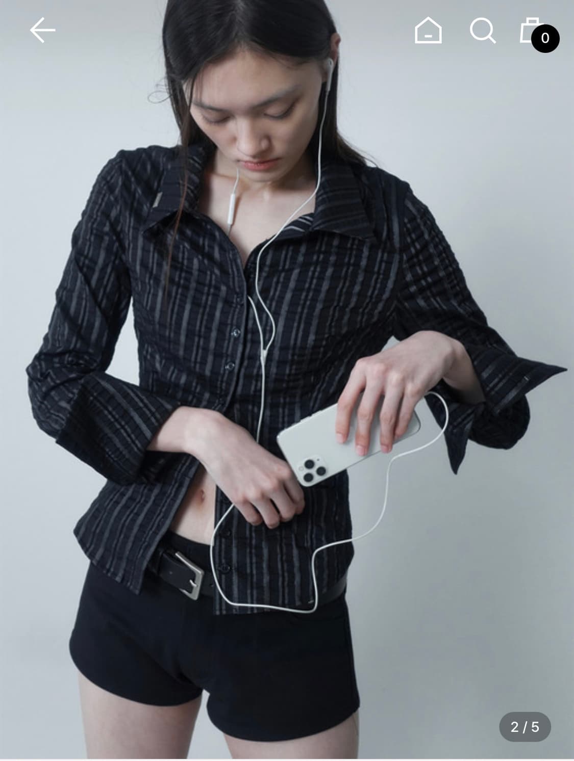 세릭 CRUNCH STRIPE SHIRT / BLACK 상품이미지2