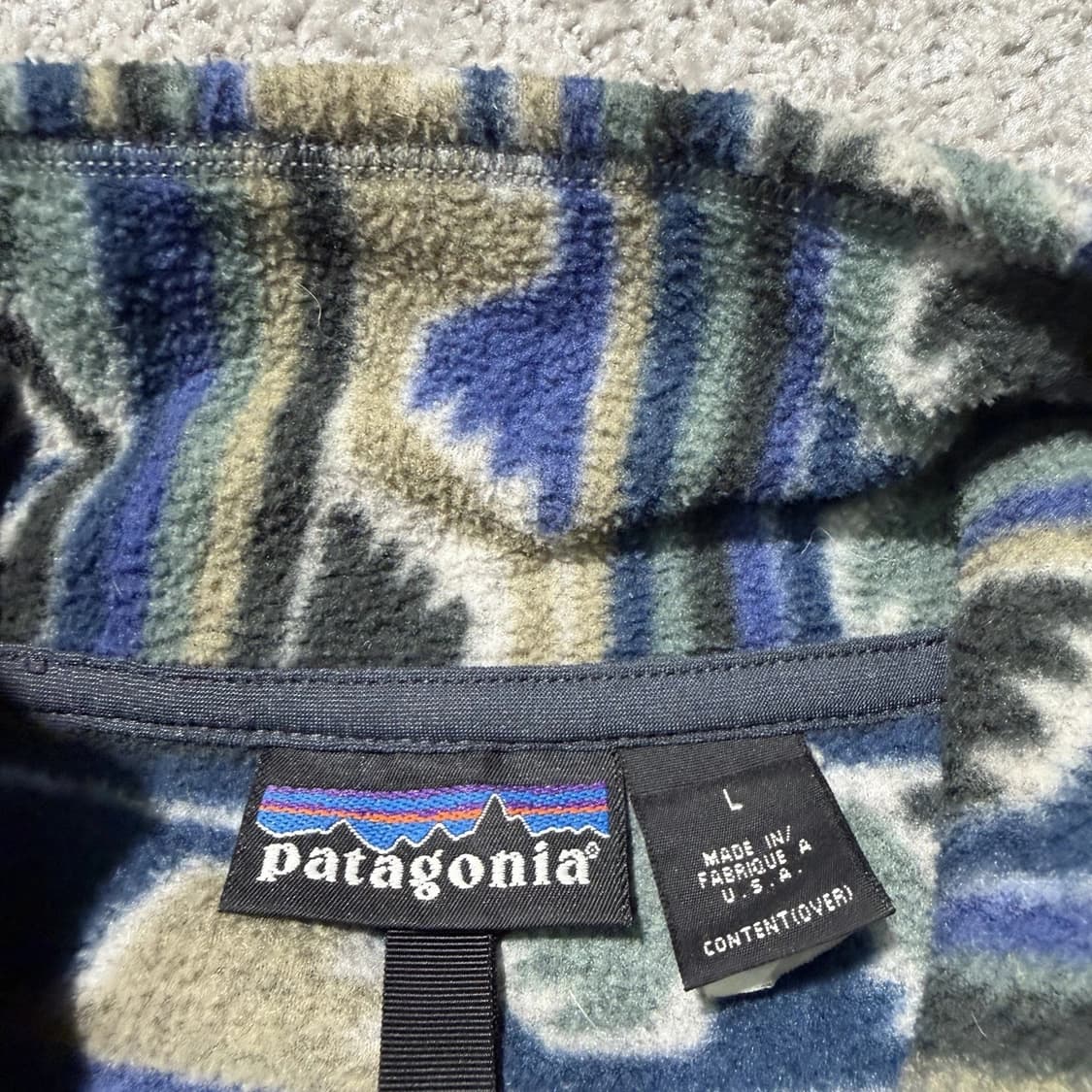90s 파타고니아 신칠라 1/4집 아즈텍 블루/그린/베이지 USA 상품이미지3