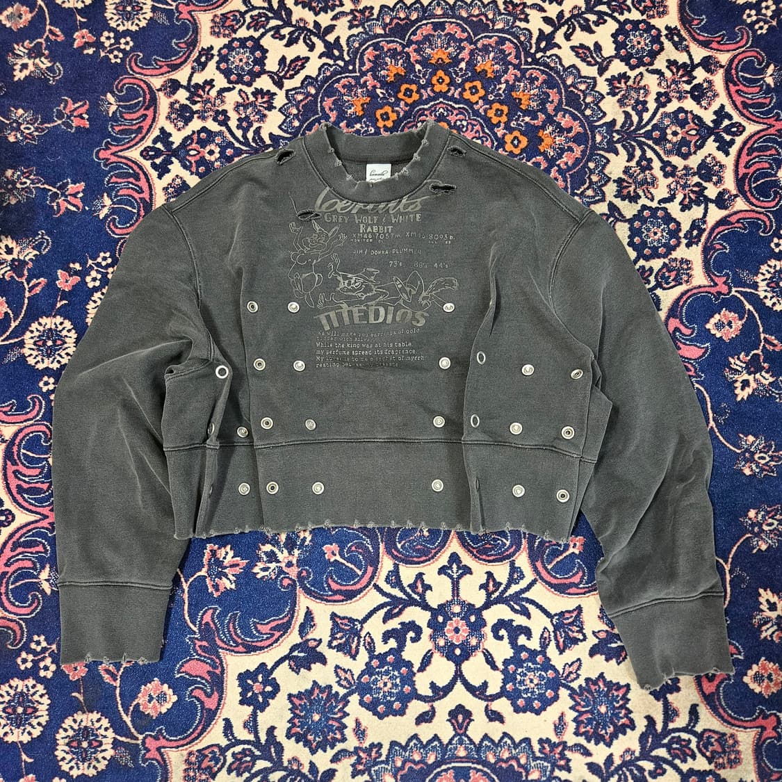 로레일즈 워시드 y2k 프린팅 크롭 스웻셔츠 Free 상품이미지1