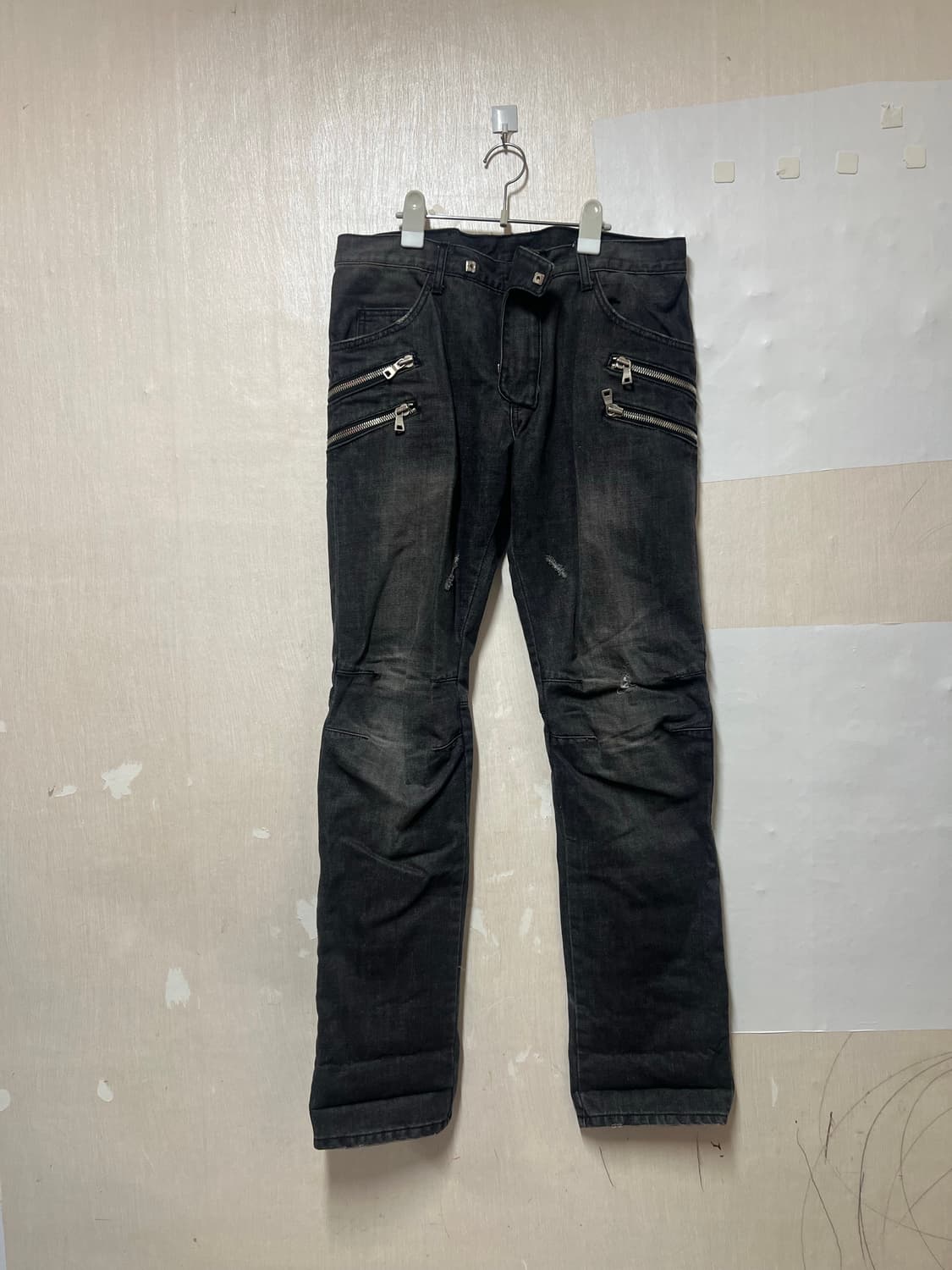 발망 메인라벨 6포켓 슬림 바이커진 32사이즈 흑청 빈티지 상품이미지1