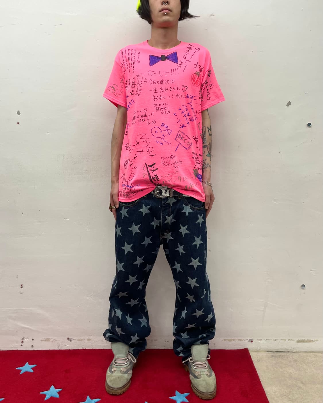 Hand-drawing Tomato Ribbon Pink T-shirt  상품이미지6