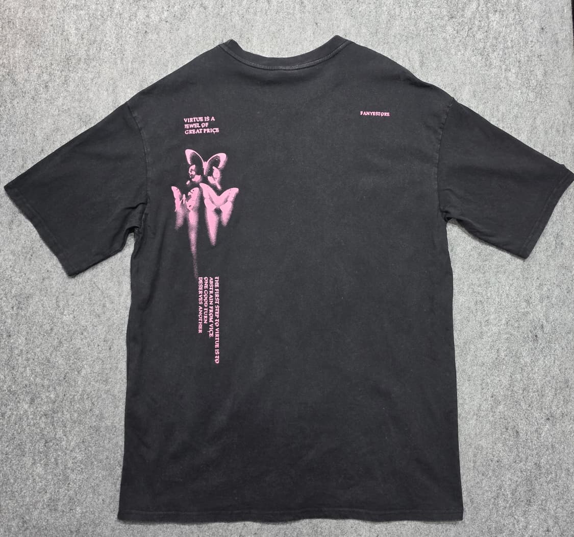 FAN YESTORE 버터플라이 워싱 피그먼트 반팔티 XL 상품이미지2